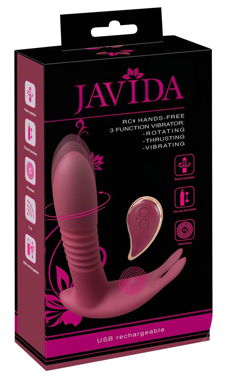 Javida RC - rádiós, 3 funkciós csikló vibrátor (piros)