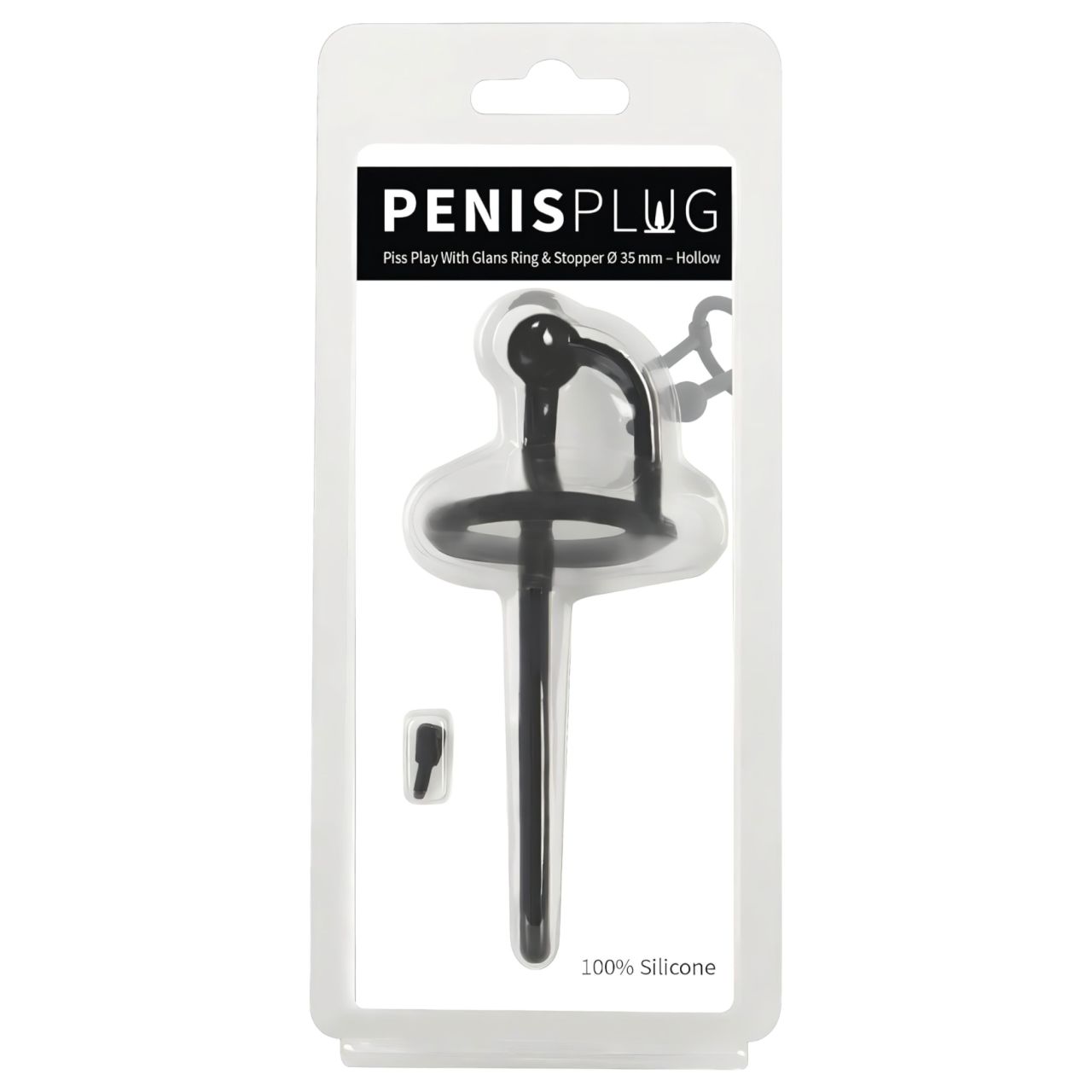 Penisplug - szilikon dilátor makkgyűrűvel (0,6 mm, fekete)