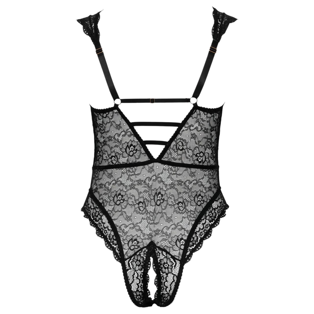 Cottelli Curves Plus Size - átlátszó mintás body (fekete) Cottelli Curves Plus Size - átlátszó mintás body (fekete)