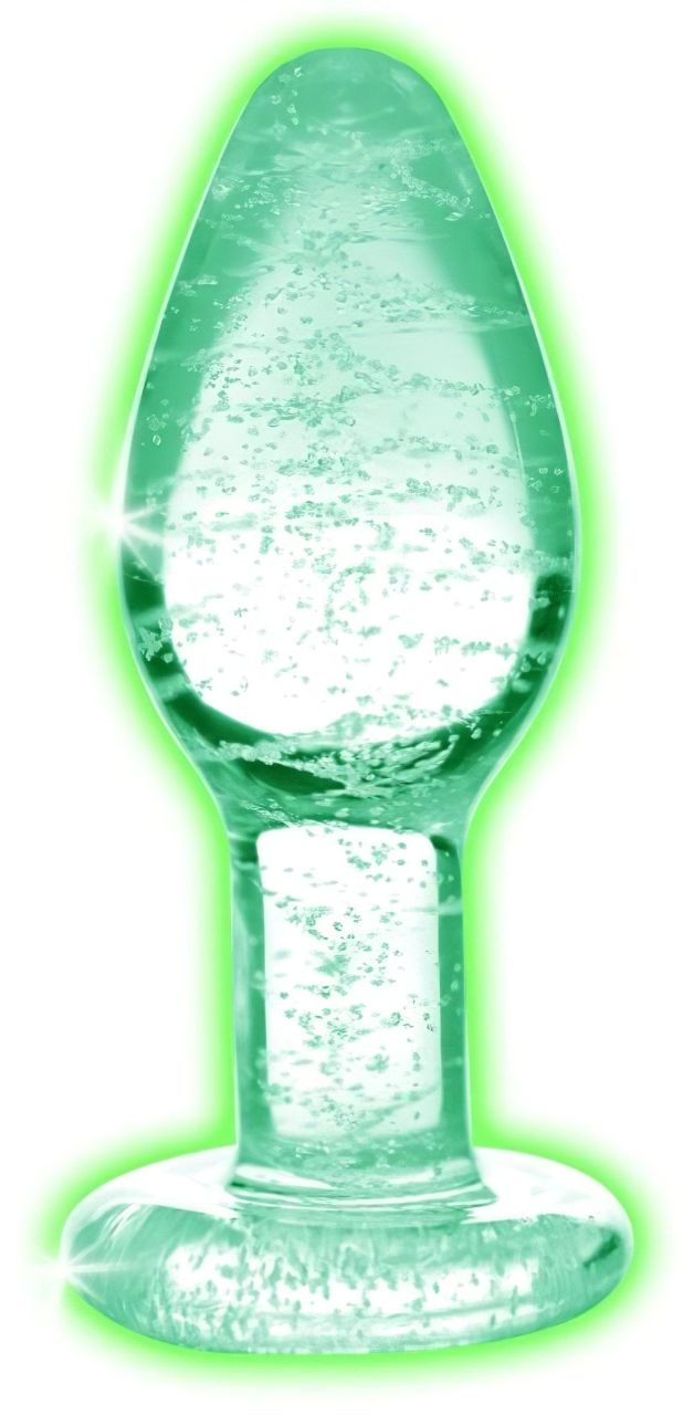 Booty Sparks Glow in the Dark S - üveg anál plug (átlátszó)