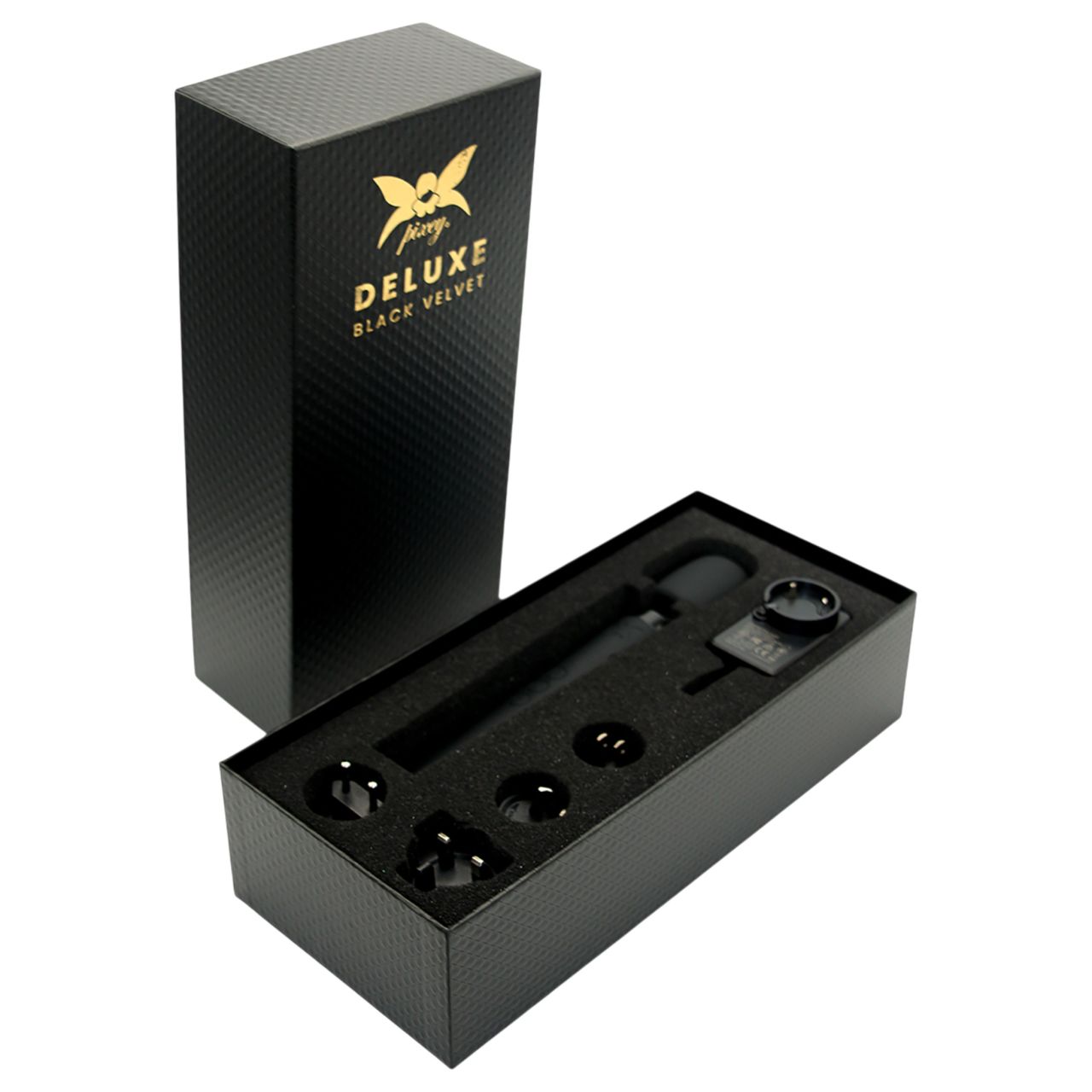 Pixey Deluxe Black Velvet - wand vibrátor M (fekete) Pixey Deluxe Black Velvet - wand vibrátor M (fekete)
