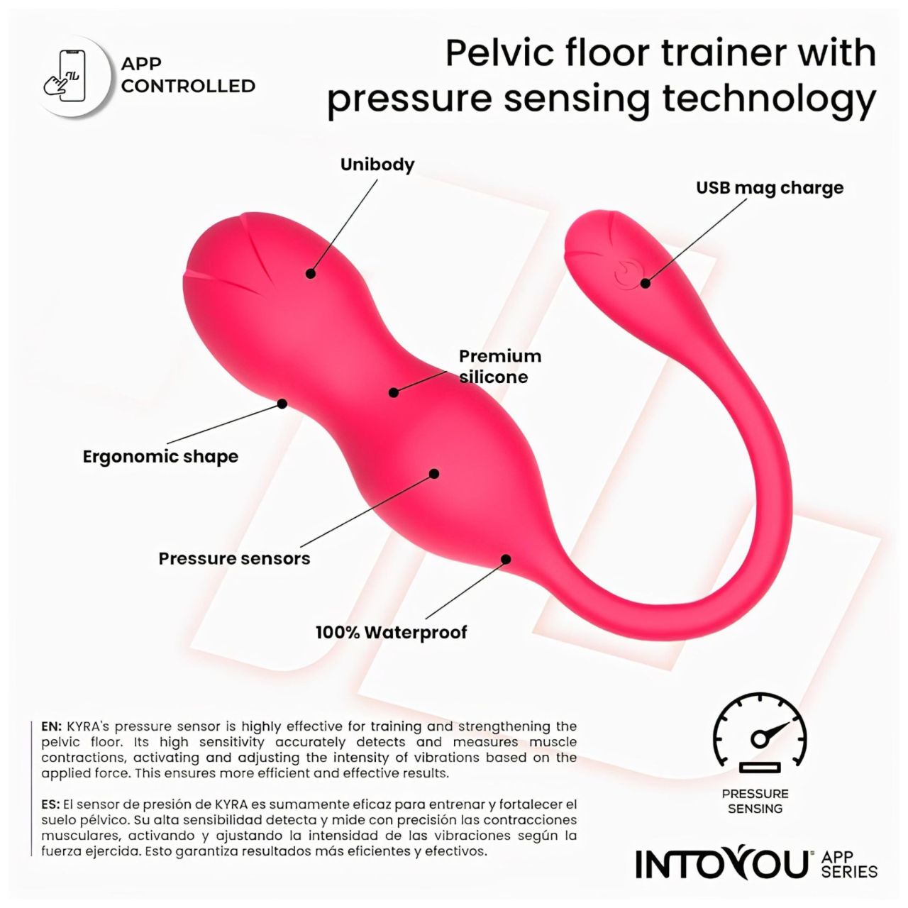 INTOYOU Kyra Pelvic – App-vezérelt vibrációs gésagolyó (pink)