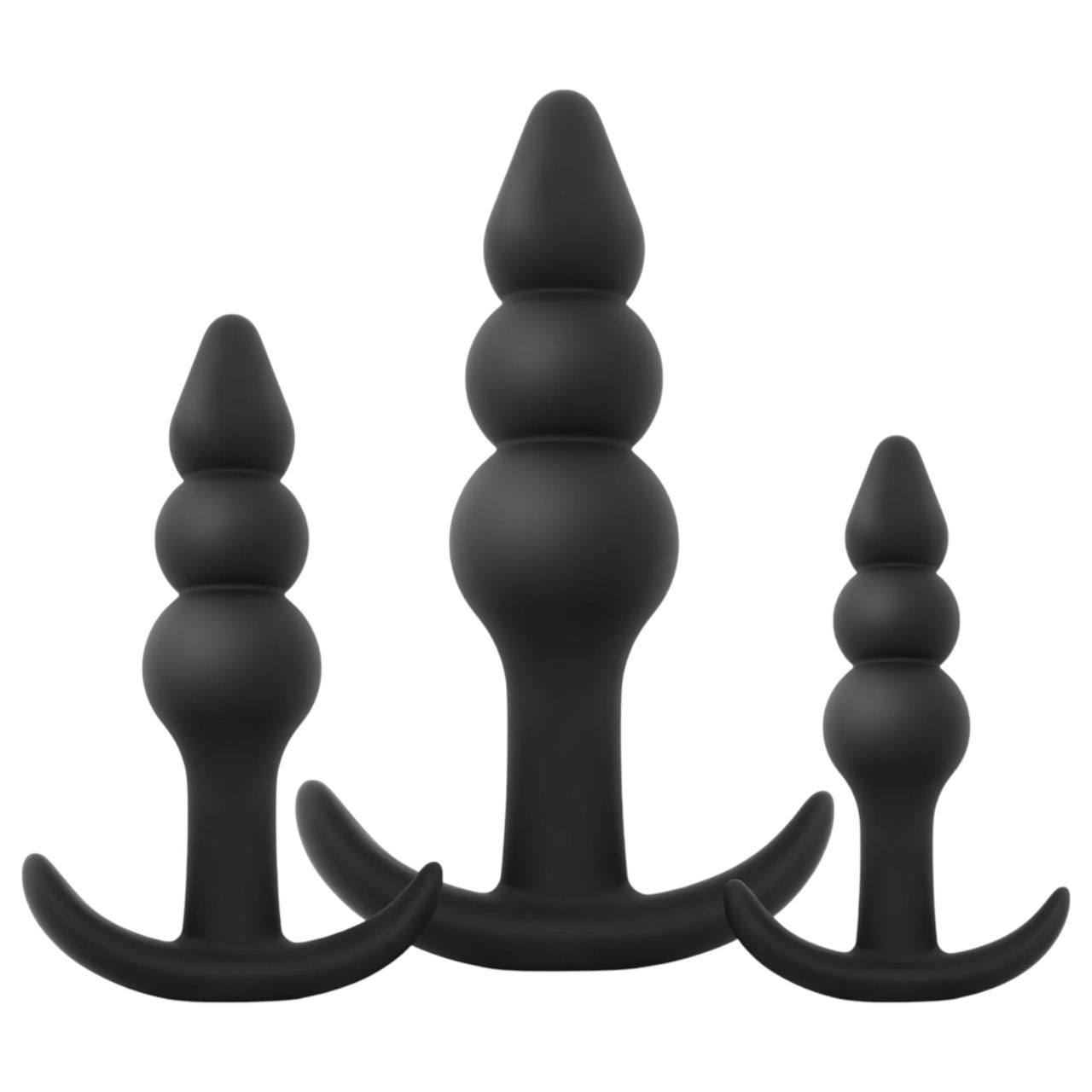 EasyToys - gömbös anál plug szett - 3 részes (fekete)