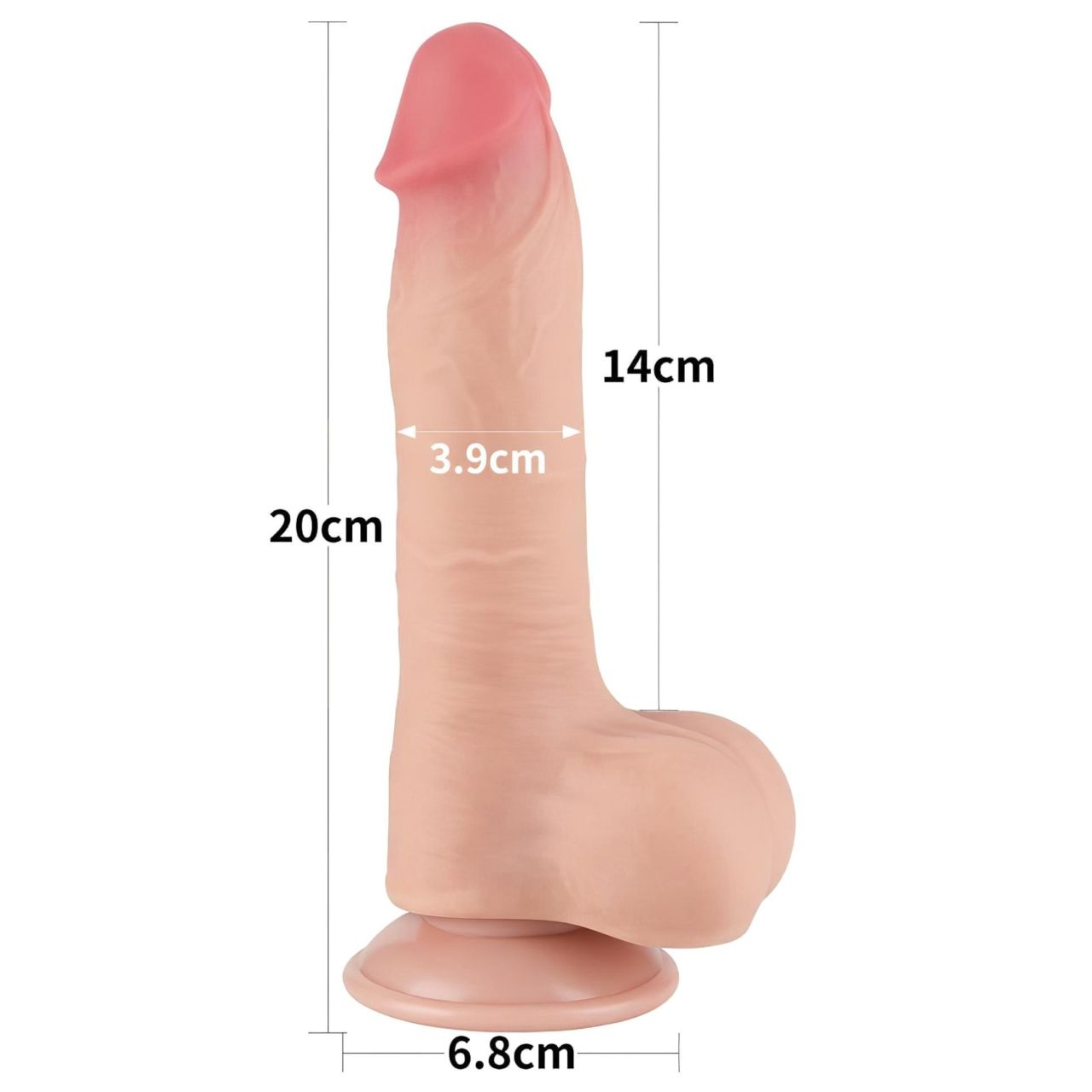 Lovetoy Sliding-Skin - herés kétrétegű dildó - 20 cm (testszínű)