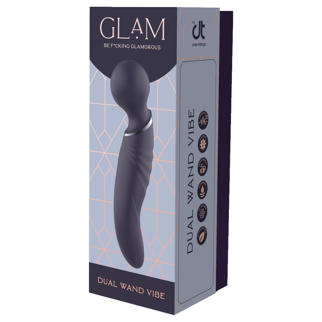 Glam - kétvégű wand vibrátor (sötétszürke) Glam - kétvégű wand vibrátor (sötétszürke)