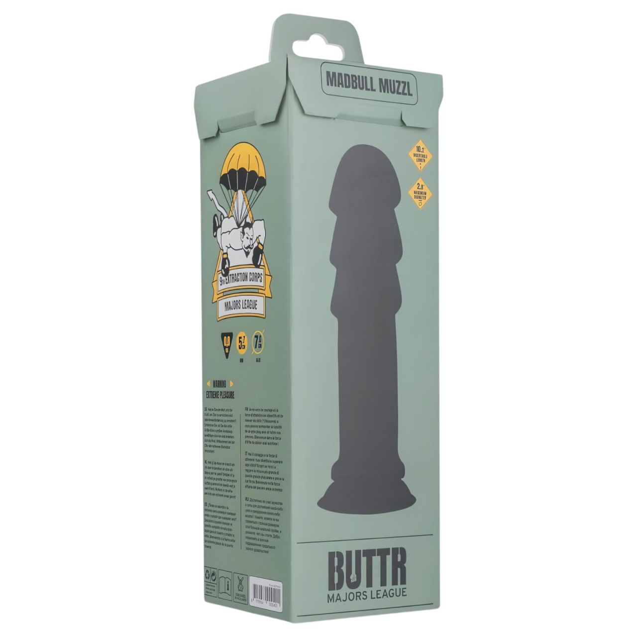 BUTTR Madbull Muzzl - tapadókorongos dildó (fekete)
