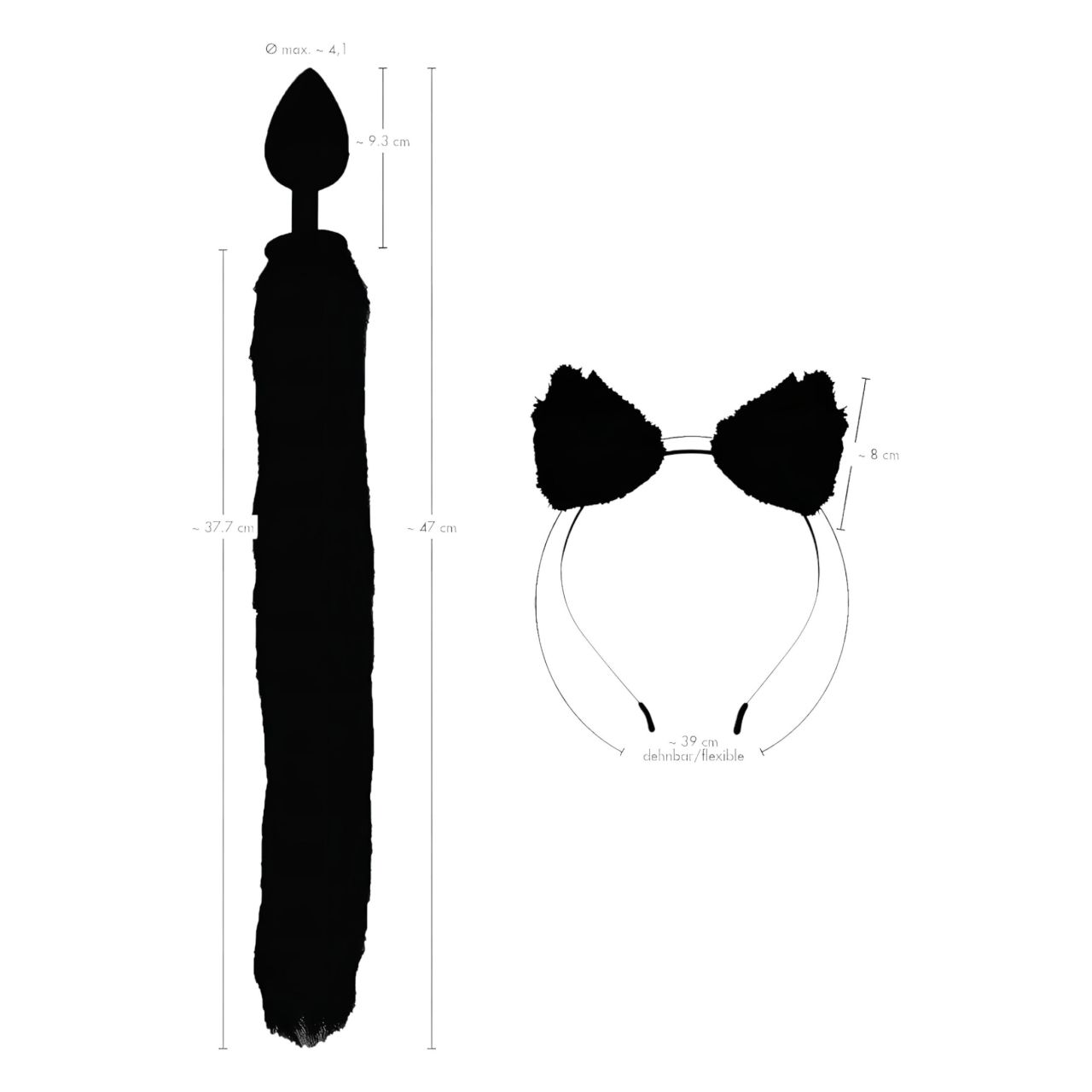 Bad Kitty - cicás anál plug szett - (fekete) Bad Kitty - cicás anál plug szett - (fekete)