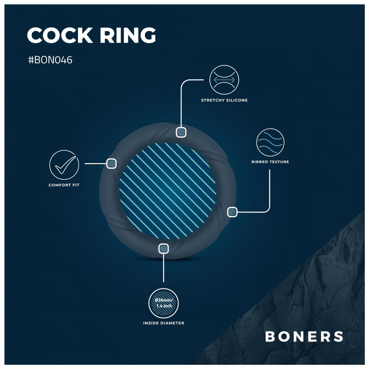 Boners Ergo - szilikon péniszgyűrű (szürke)