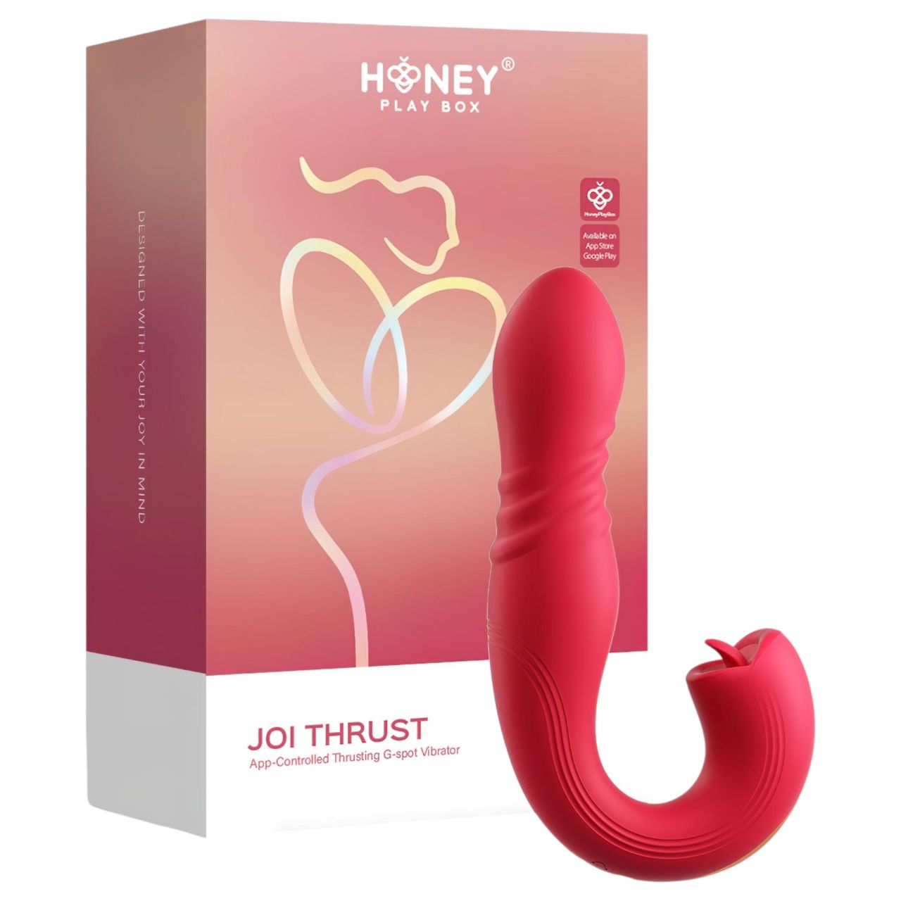 Honey Play Box Joi Thrust 2 – App-vezérelt lökő nyelves vibrátor (piros)
