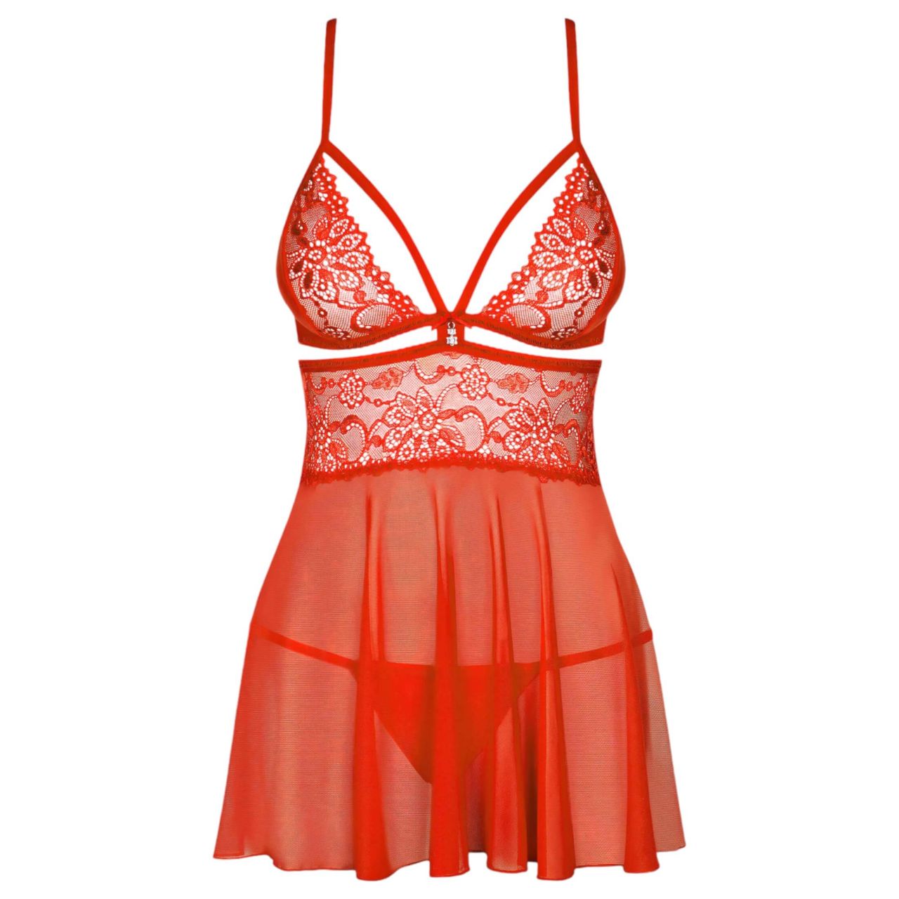 Obsessive 838-BAB-3 - pikáns csipkés babydoll és tanga (piros) Obsessive 838-BAB-3 - pikáns csipkés babydoll és tanga (piros)
