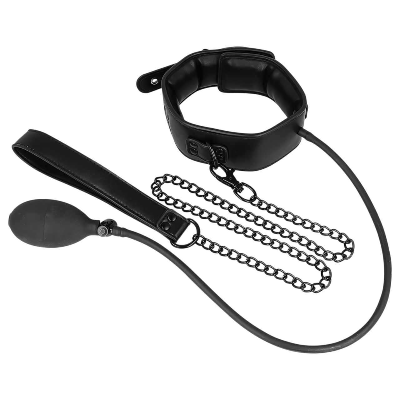 Fetish - felpumpálható nyakörv pórázzal (fekete) Fetish - felpumpálható nyakörv pórázzal (fekete)