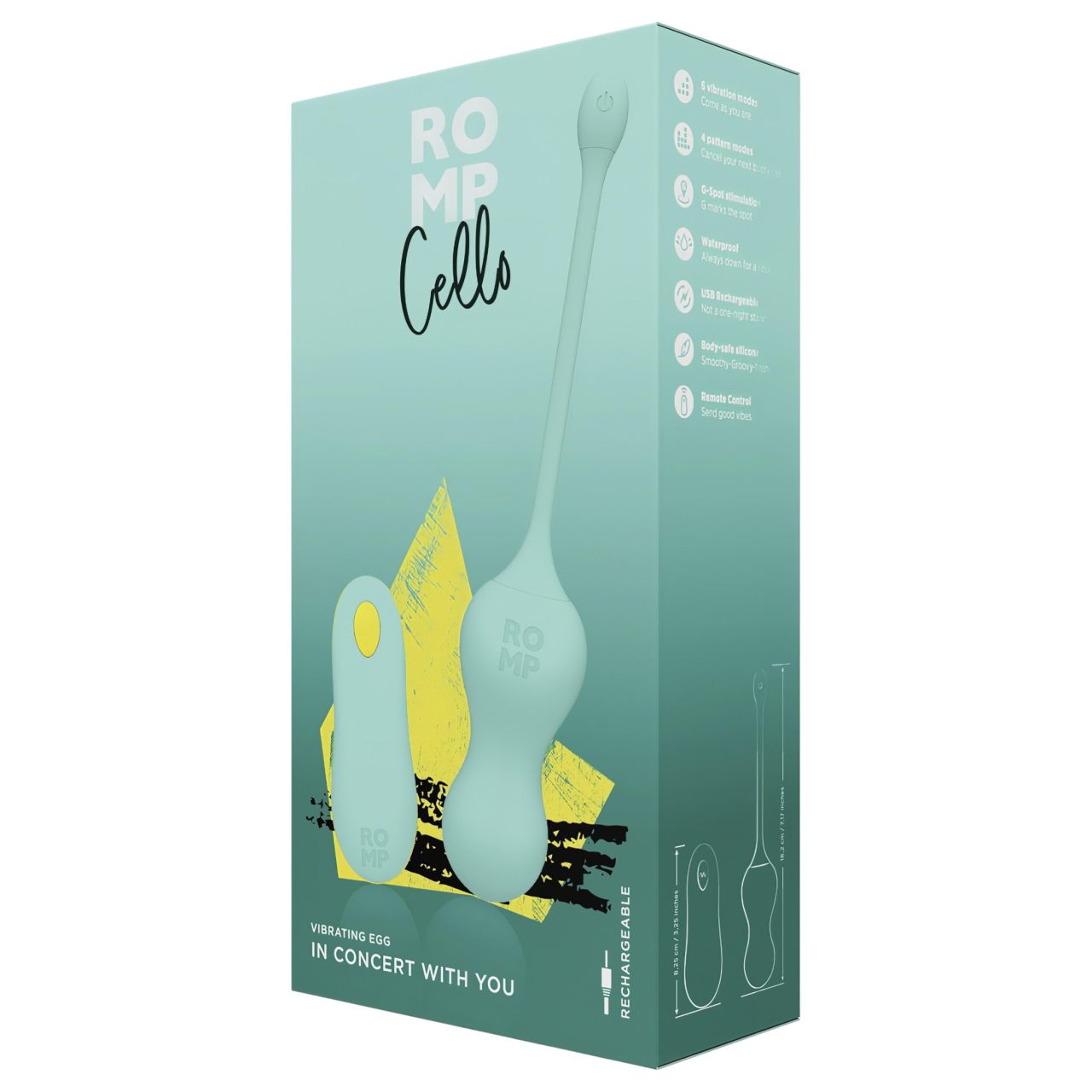 ROMP Cello - vibrációs gésagolyó távirányítóval (zöld)