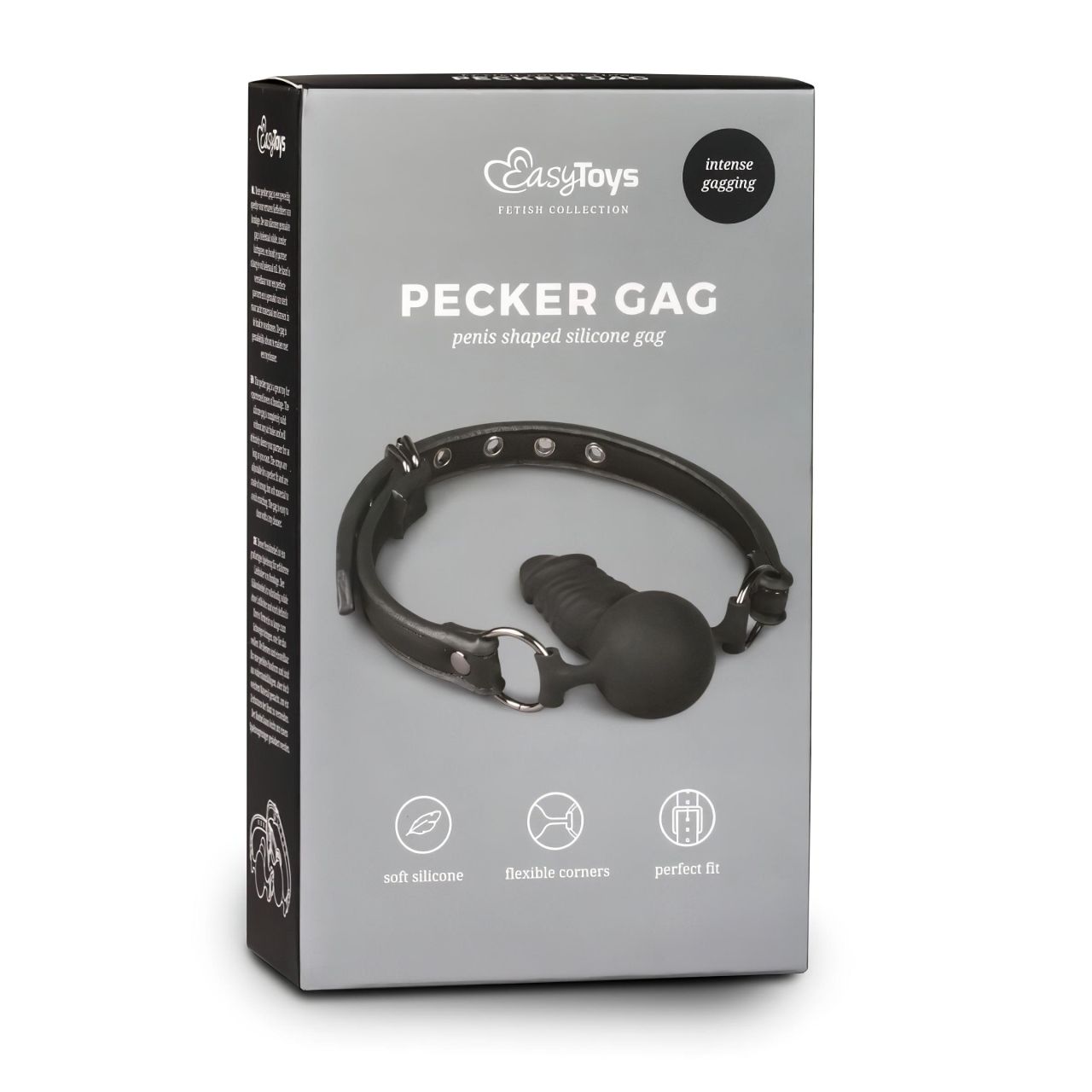 EasyToys - szájpecek belső dildóval (fekete)