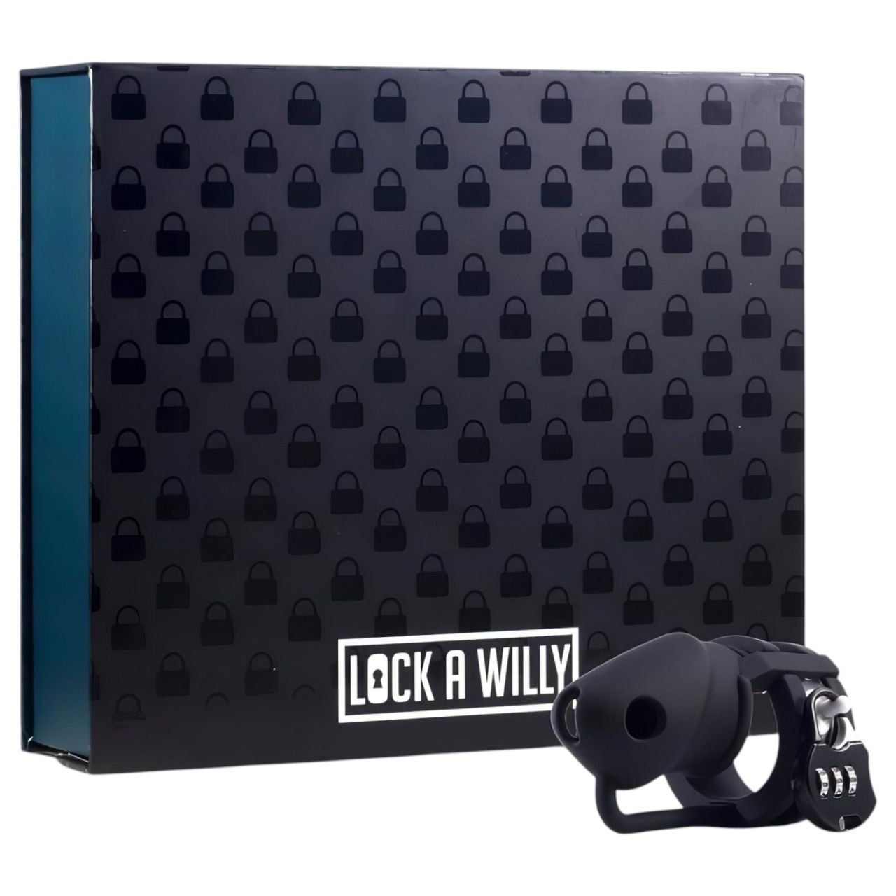 LOCK A WILLY - szilikon pénisz ketrec lakattal (fekete)