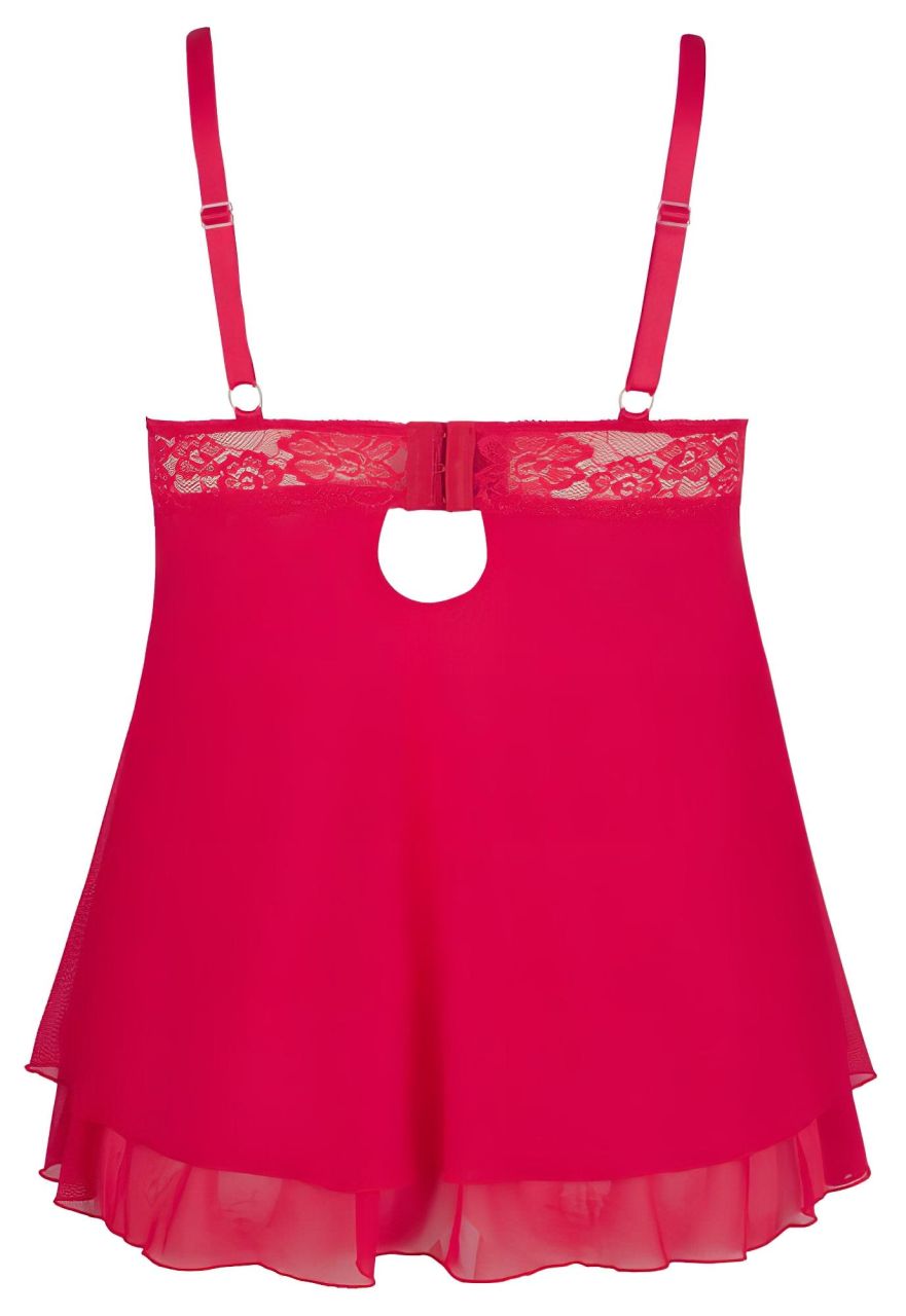 Cottelli Plus Size - csipkés, lenge babydoll (piros) Cottelli Plus Size - csipkés, lenge babydoll (piros)