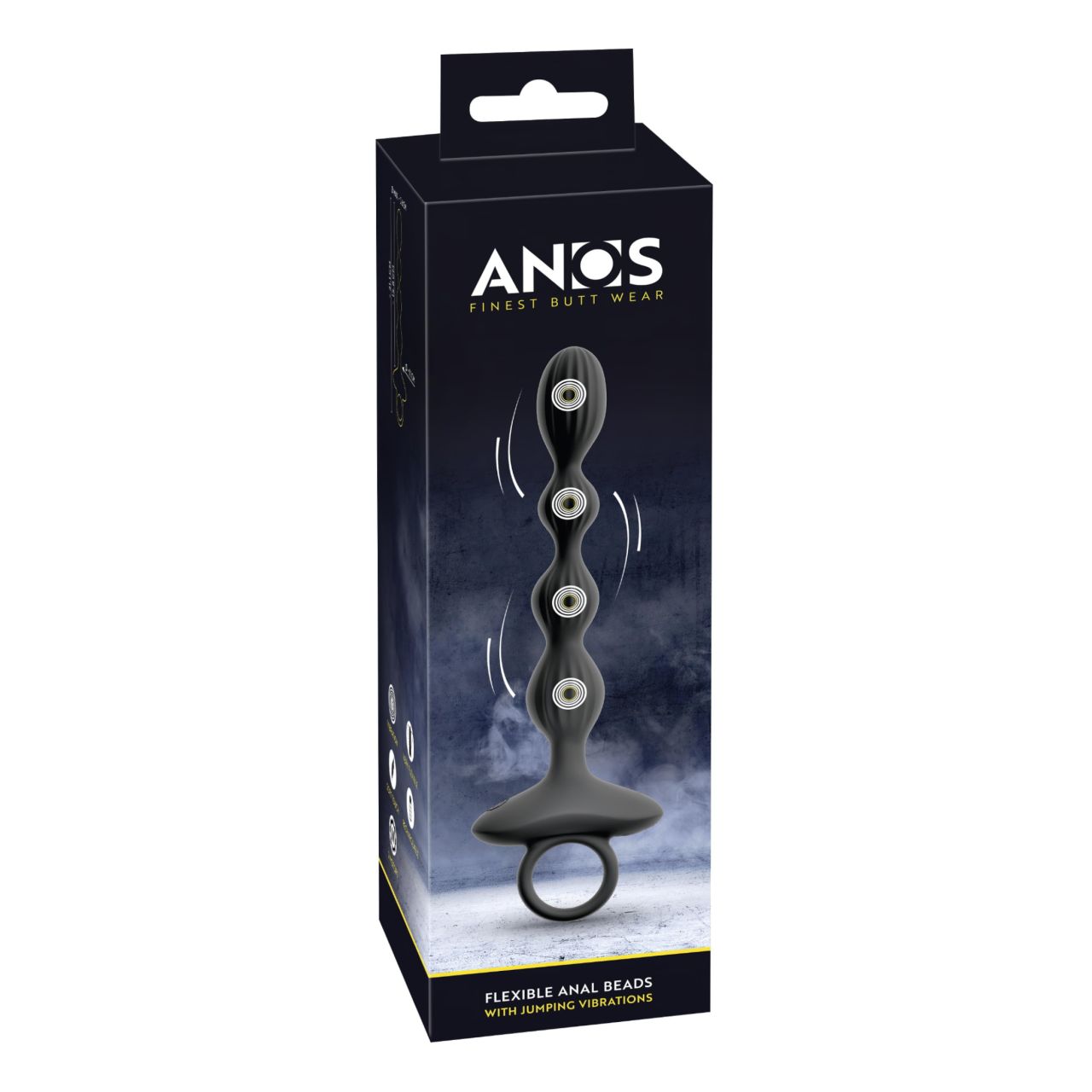 Anos - 2 motoros anál vibrátor mozgó golyókkal (fekete)