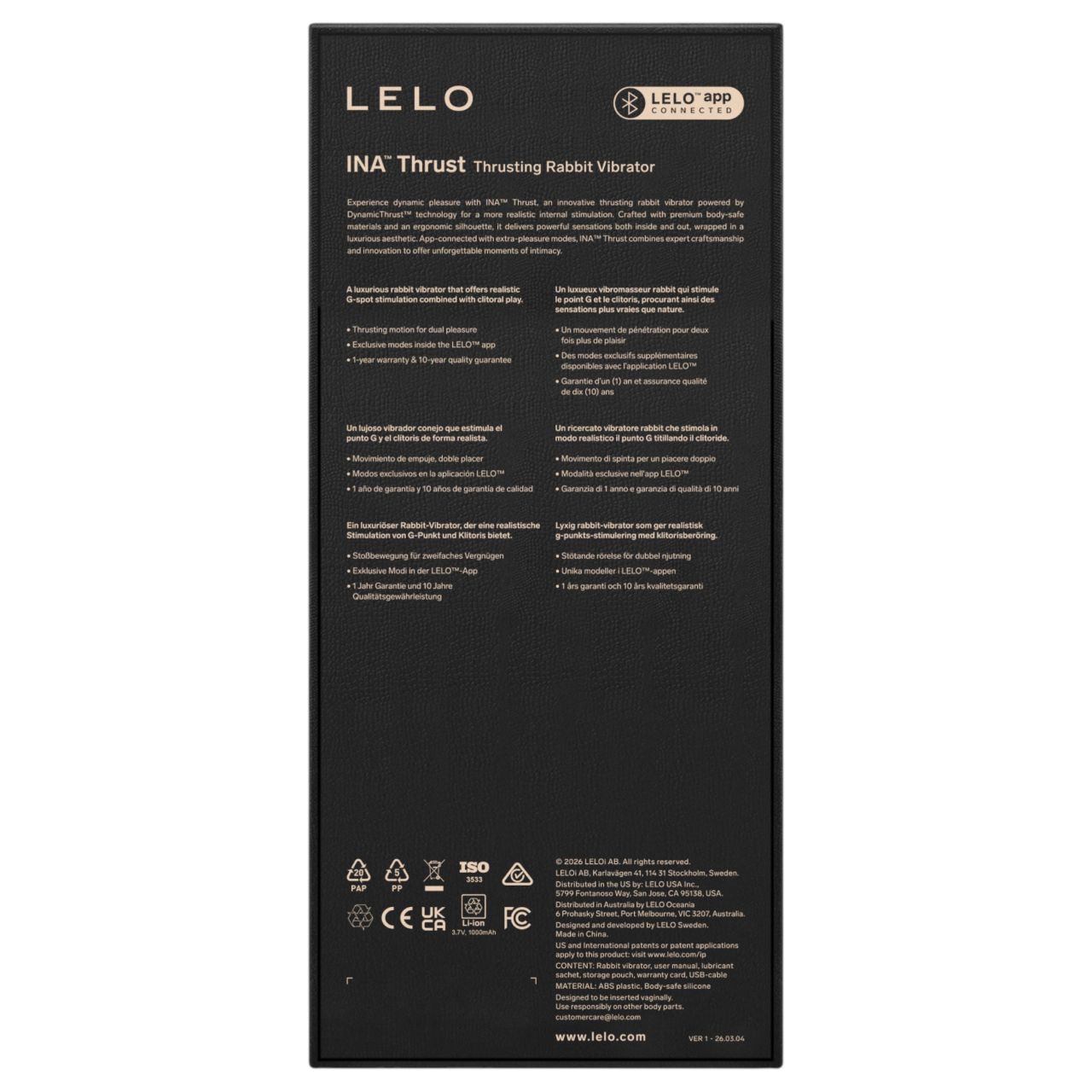 LELO - INA Thrust lökő nyuszivibrátor (lila) LELO - INA Thrust lökő nyuszivibrátor (lila)