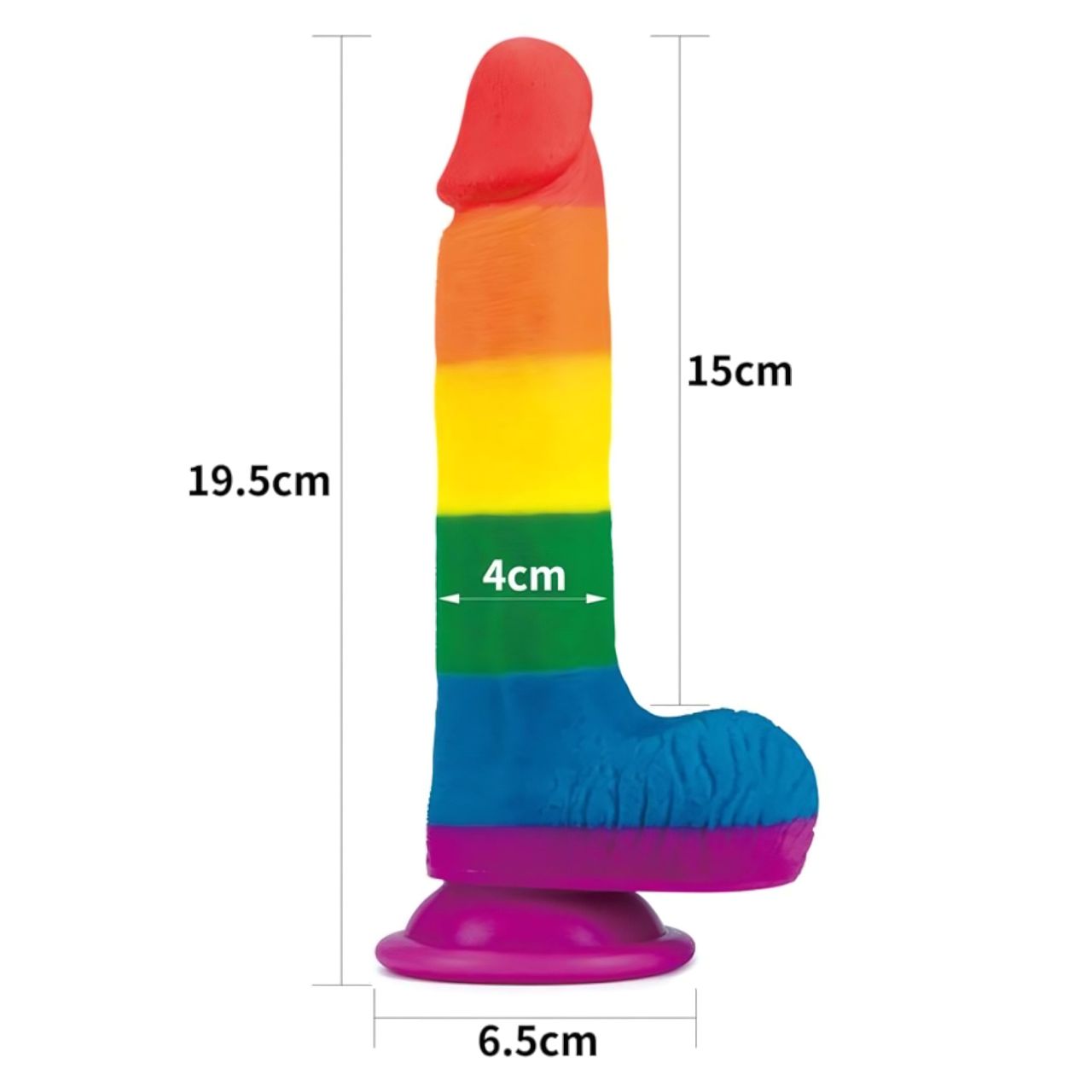 Lovetoy Prider - élethű herés dildó - 20 cm (szivárvány) Lovetoy Prider - élethű herés dildó - 20 cm (szivárvány)