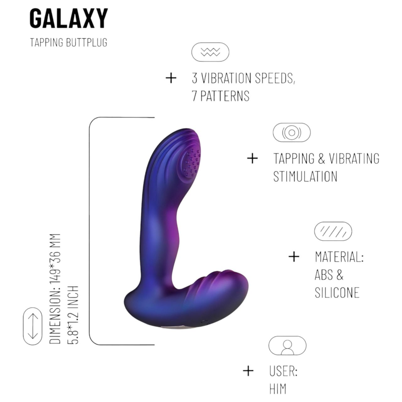 Hueman Galaxy - pulzáló anál vibrátor (lila)