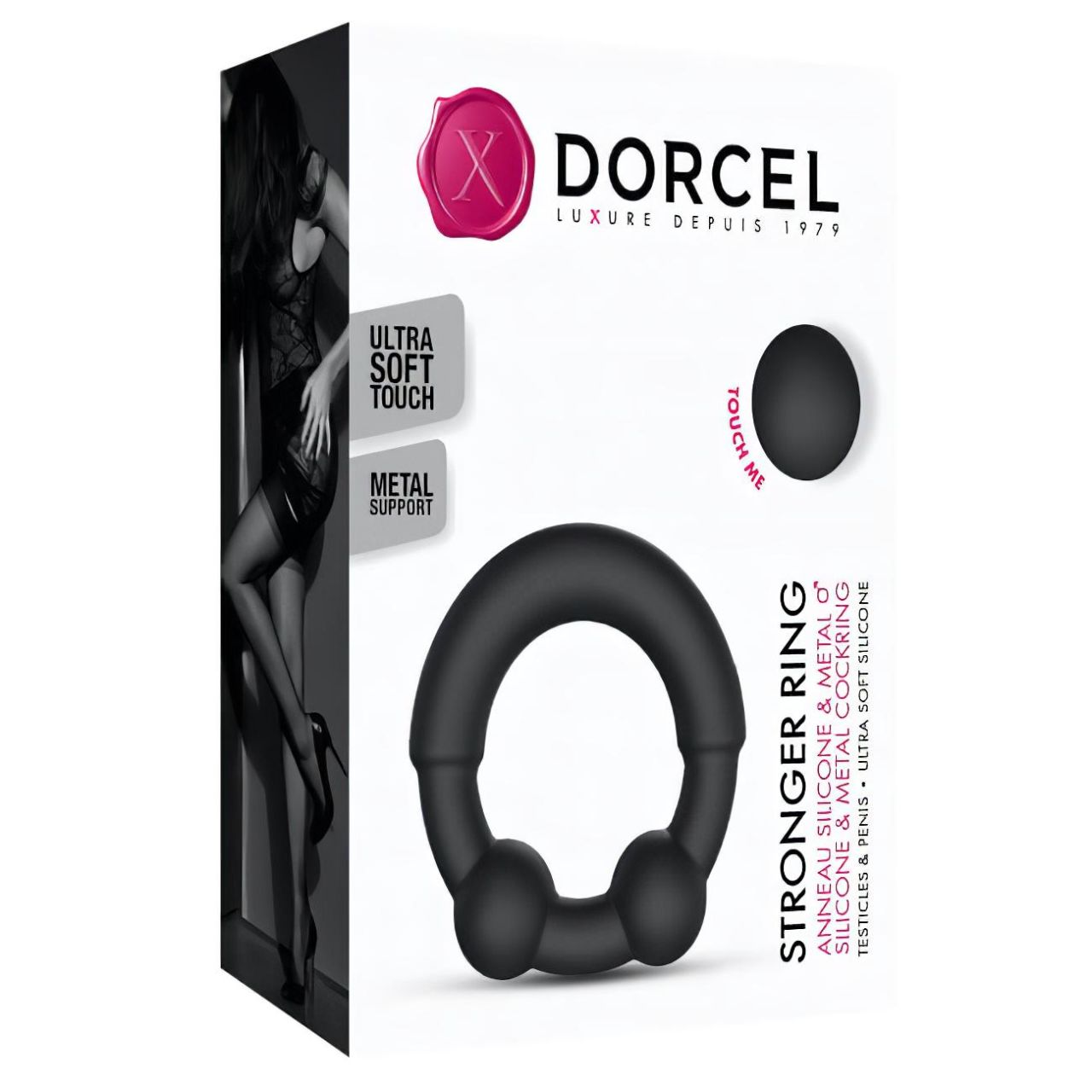 / Dorcel Stronger Ring - fém betétes péniszgyűrű (fekete)