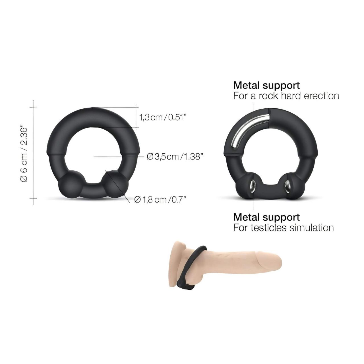 / Dorcel Stronger Ring - fém betétes péniszgyűrű (fekete)