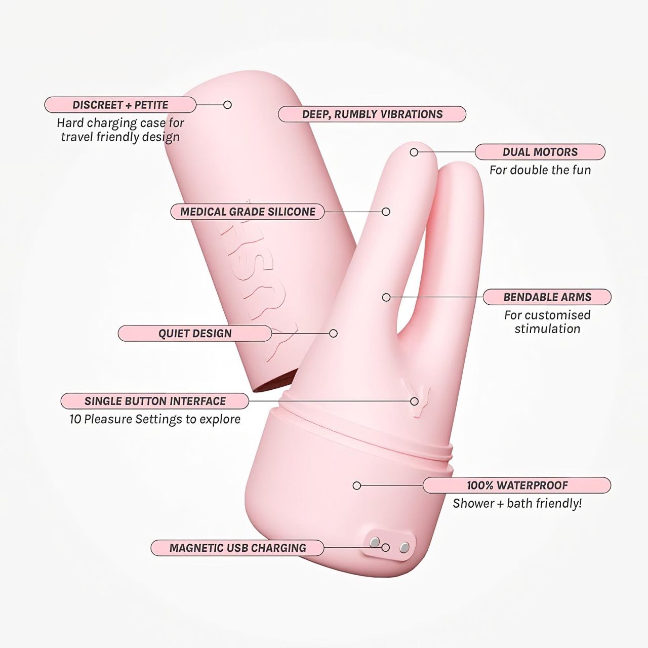 Vush Pop Swish - akkus, vízálló csiklóizgató (pink) Vush Pop Swish - akkus, vízálló csiklóizgató (pink)