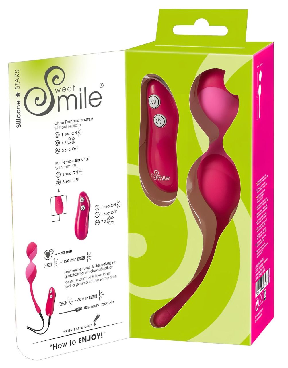SMILE Love Balls - rádiós vibrációs tojás -82 g (pink)