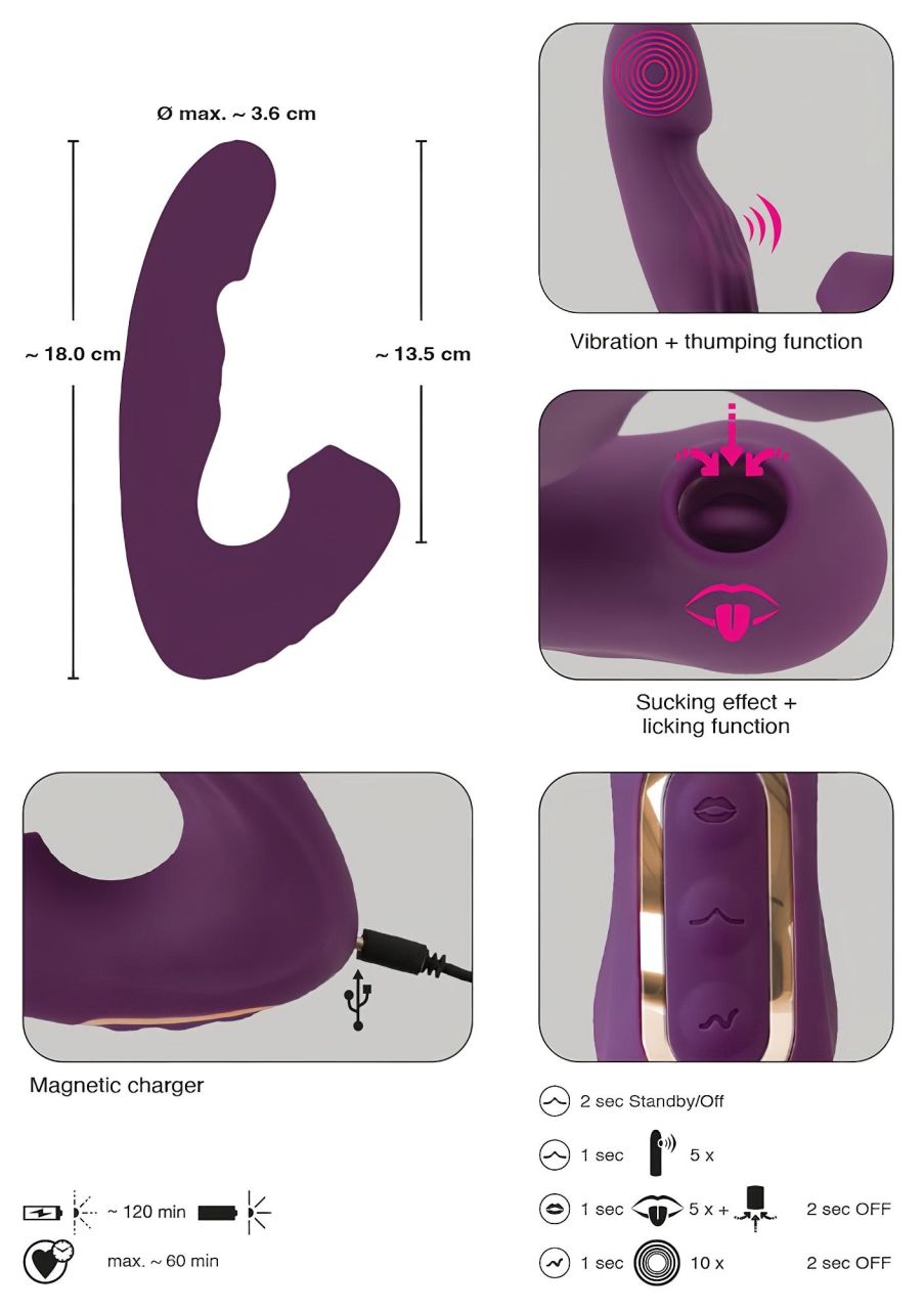 Javida - 4in1 csiklóizgató vibrátor (lila) Javida - 4in1 csiklóizgató vibrátor (lila)