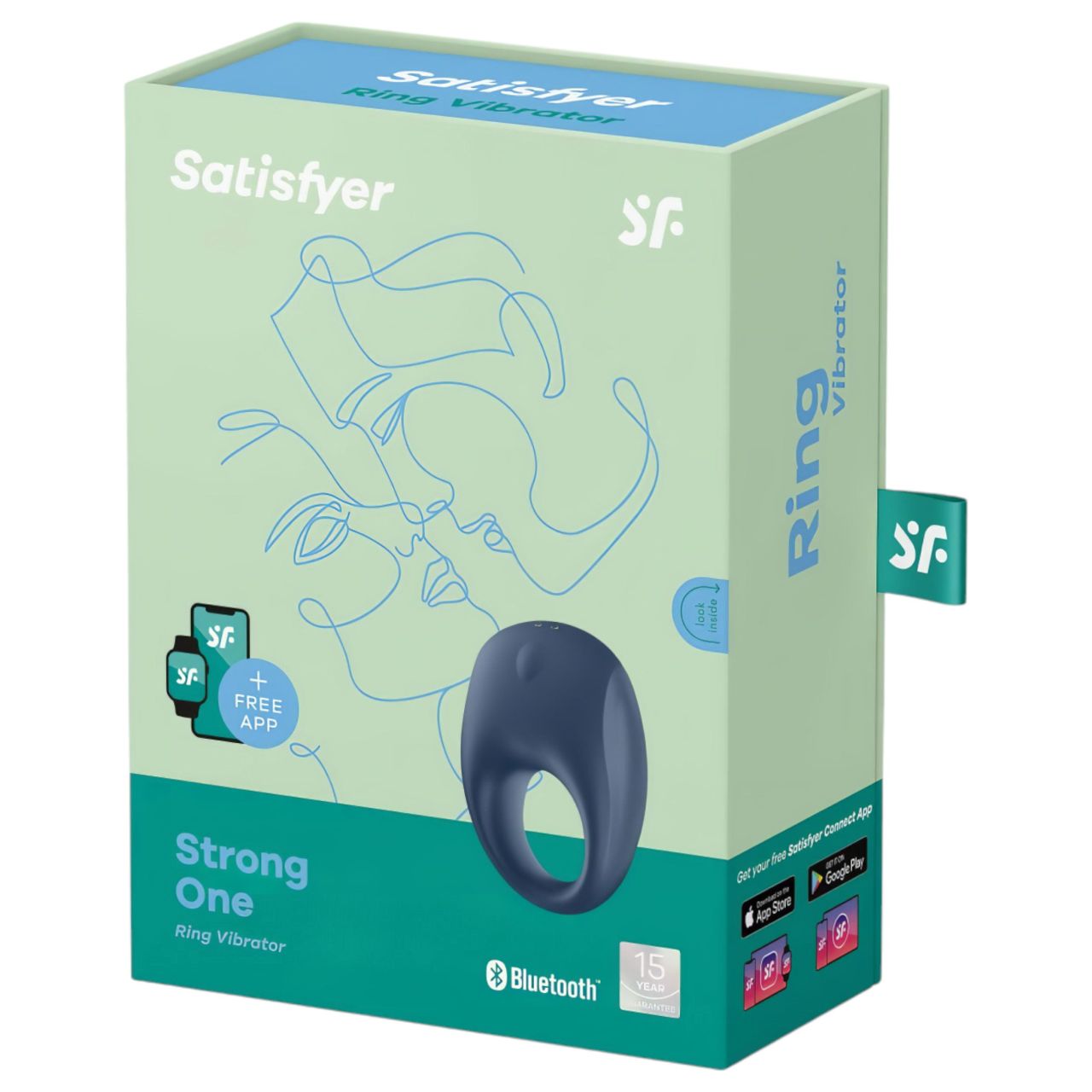 Satisfyer Strong One - App-vezérelt vibrációs péniszgyűrű, férfiaknak (kék)
