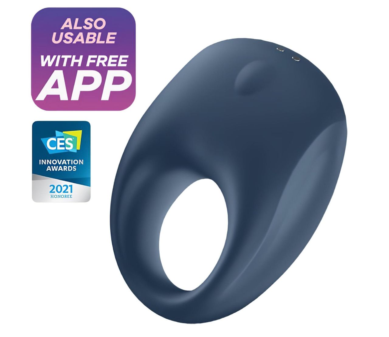 Satisfyer Strong One - App-vezérelt vibrációs péniszgyűrű, férfiaknak (kék)
