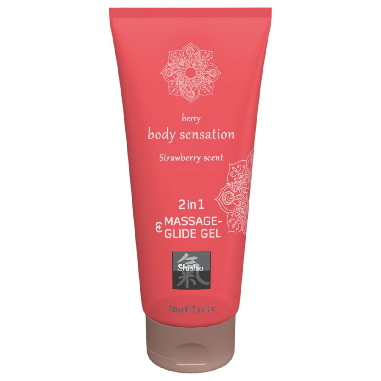 HOT - Shiatsu 2in1 Strawberry scent - masszázs síkosító - eper (200 ml)