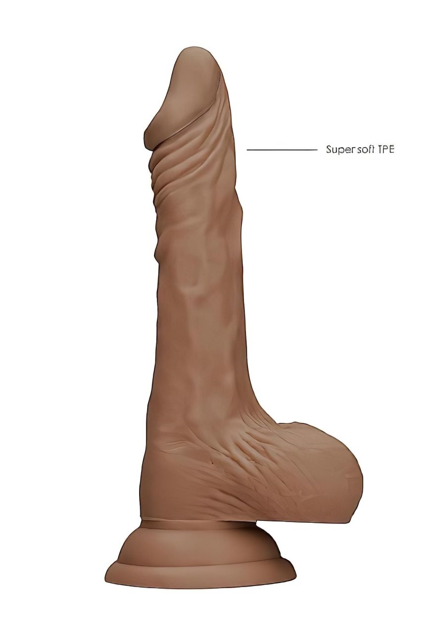 RealRock Dong 7 - élethű, herés dildó (17 cm) - sötét natúr RealRock Dong 7 - élethű, herés dildó (17 cm) - sötét natúr