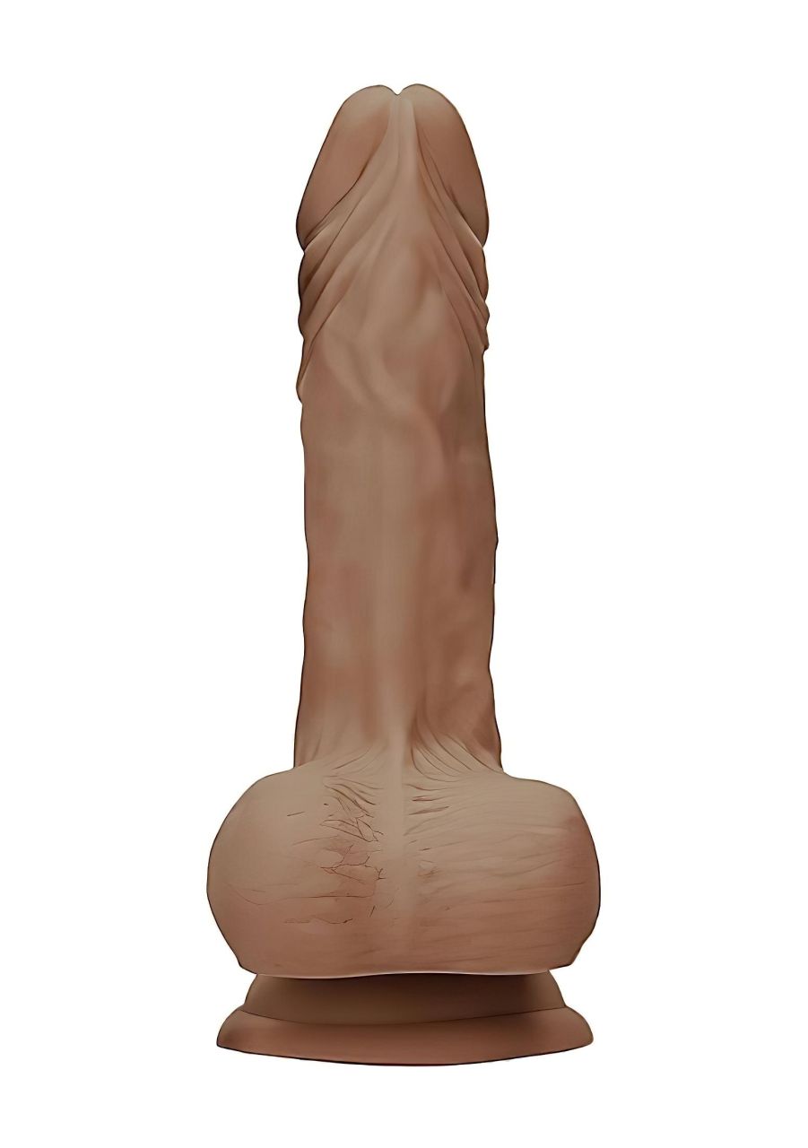 RealRock Dong 7 - élethű, herés dildó (17 cm) - sötét natúr RealRock Dong 7 - élethű, herés dildó (17 cm) - sötét natúr
