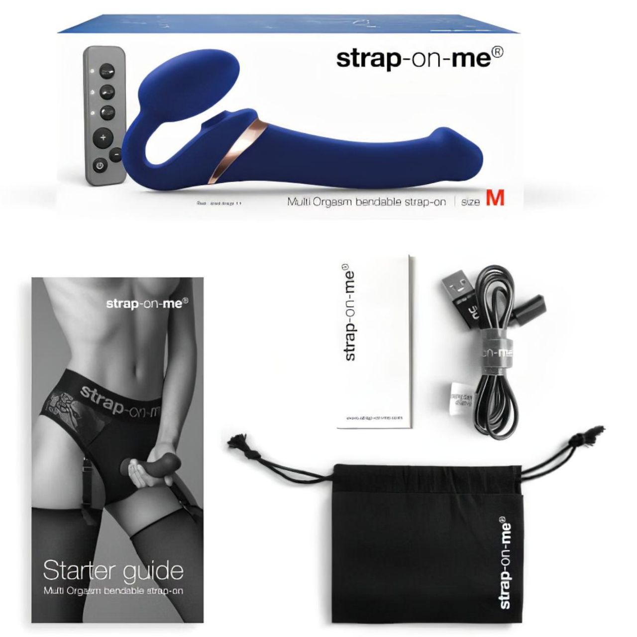 Strap-on-me M - felcsatolható, léghullámos vibrátor (kék) Strap-on-me M - felcsatolható, léghullámos vibrátor (kék)