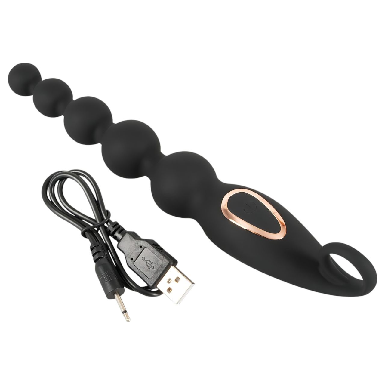 ANOS Anal Beads - gyöngyös anál vibrátor (fekete)