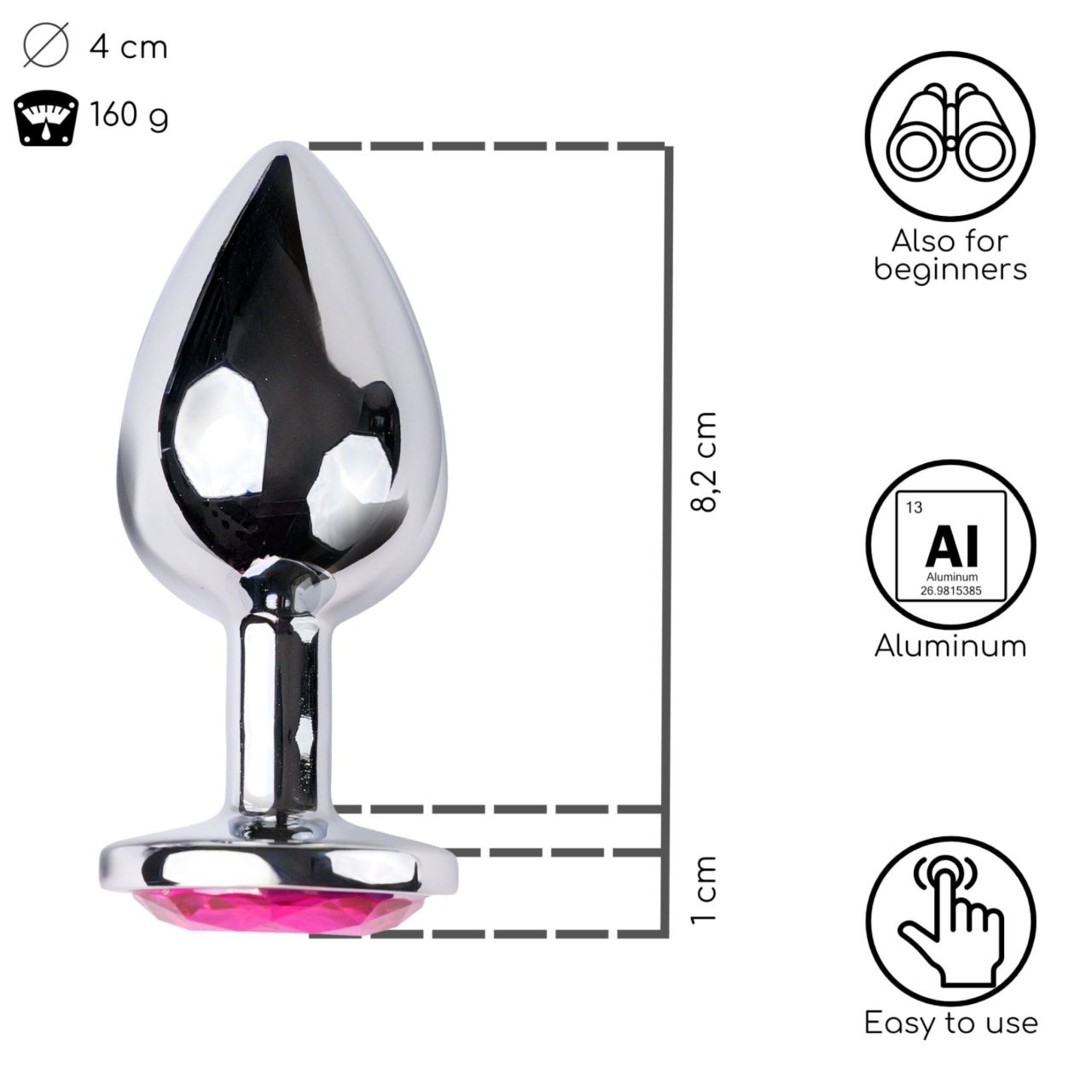 Desirel Pink Jewel L - anál plug (ezüst-pink)