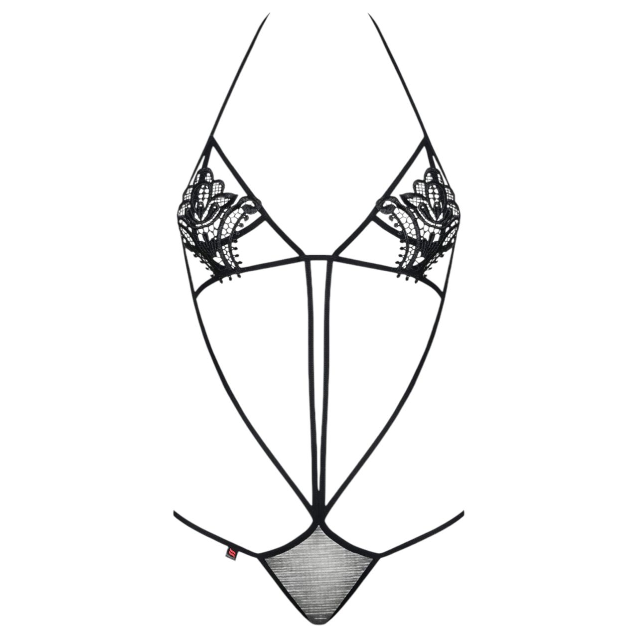 Obsessive Luiza - tulipános, pántos body (fekete, S/M) Obsessive Luiza - tulipános, pántos body (fekete, S/M)