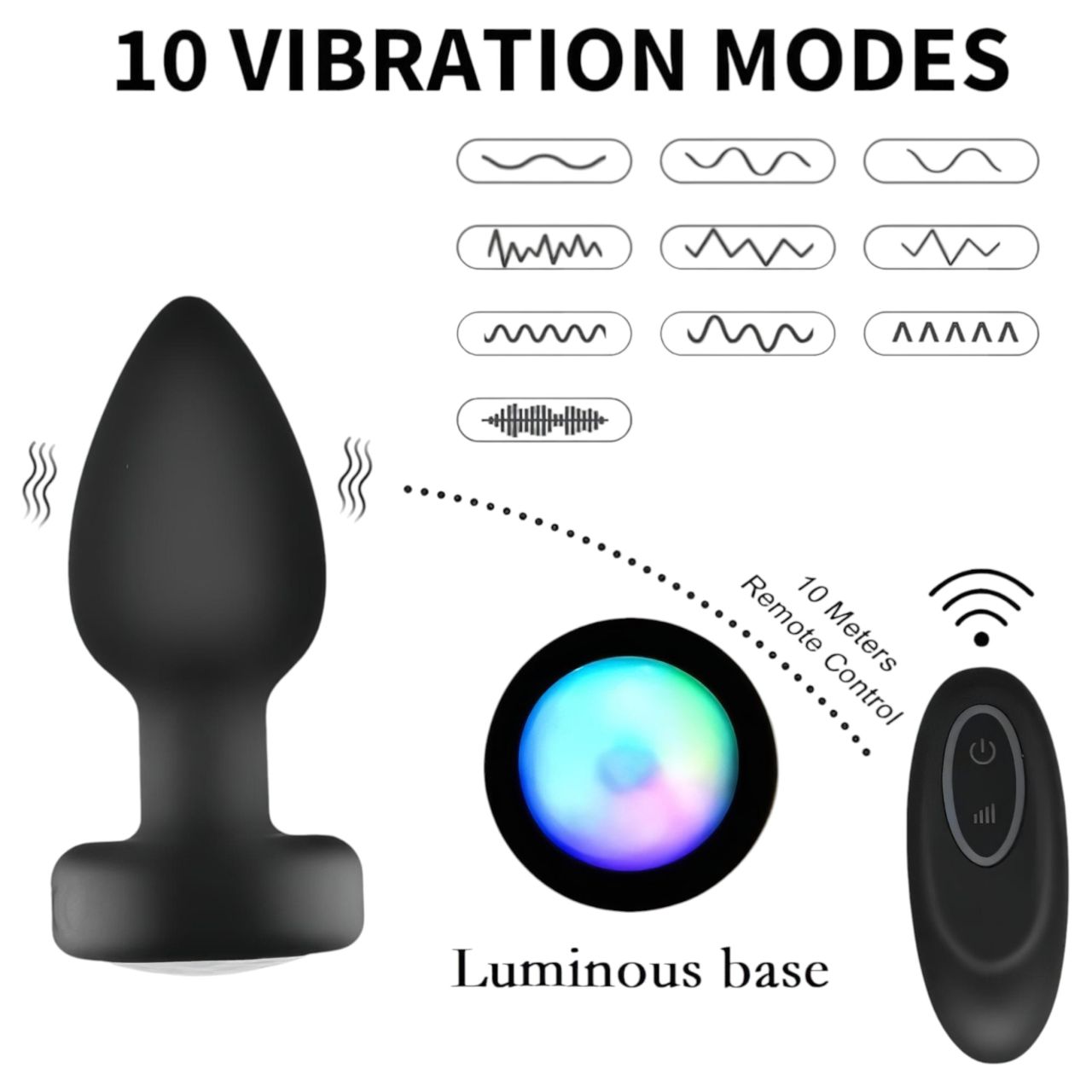Mroow - világító, rádiós anál vibrátor (fekete) Mroow - világító, rádiós anál vibrátor (fekete)