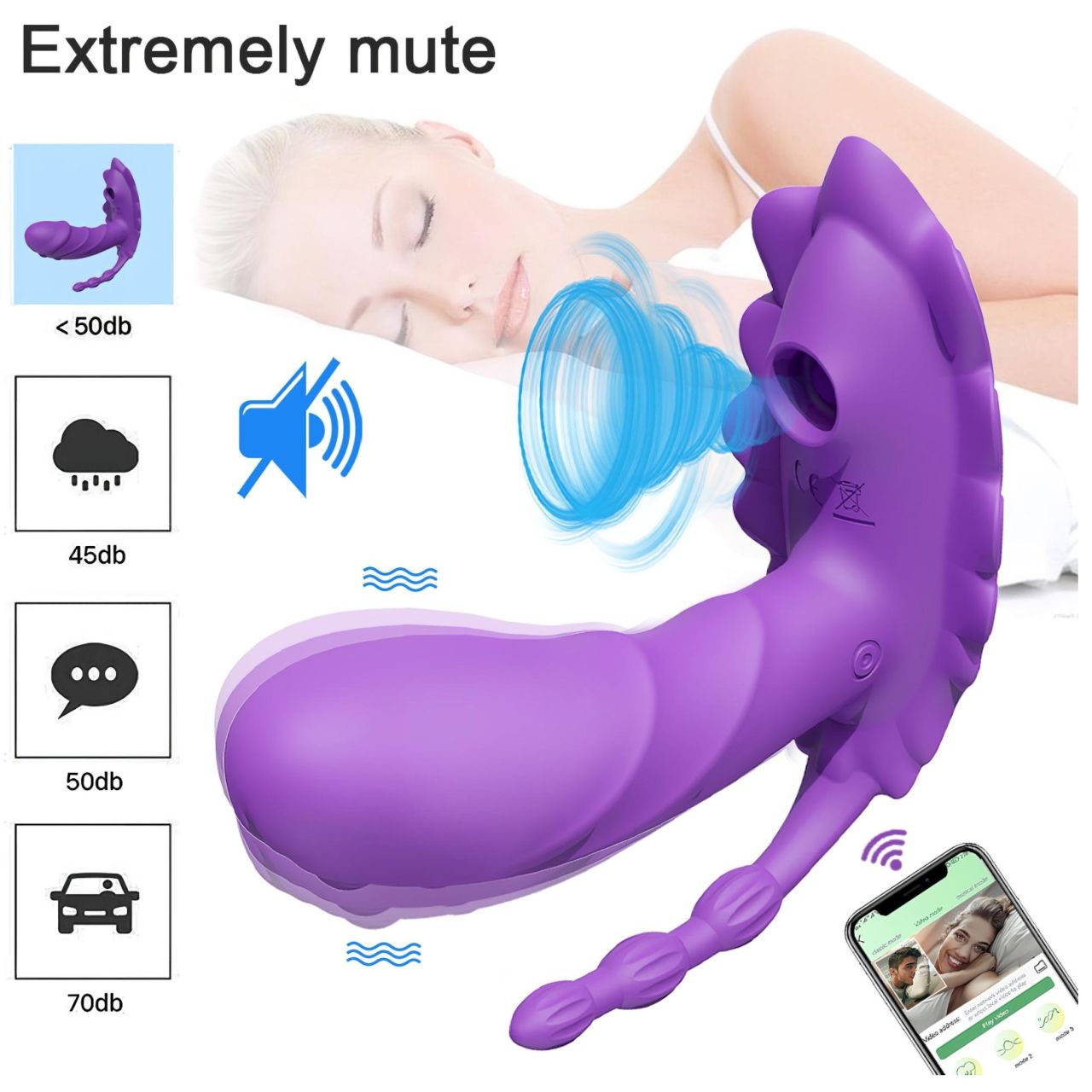 AlvUp - App-vezérelt felhelyezhető vibrátor (lila)