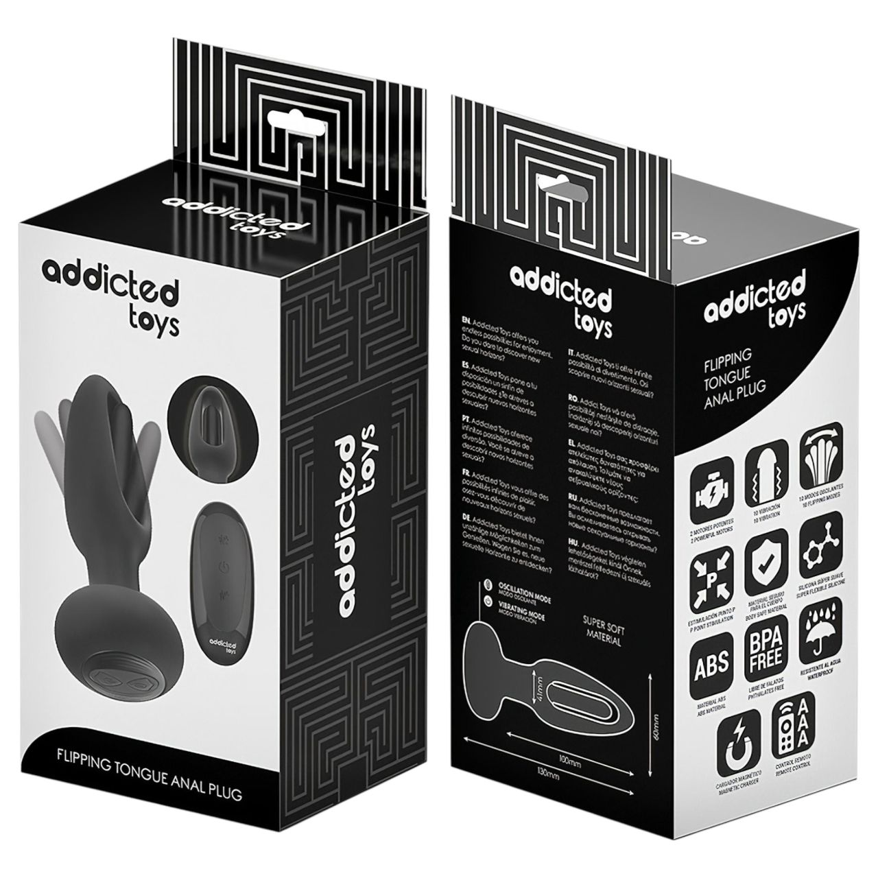 Addicted Toys - mozgó nyelves análvibrátor (fekete) Addicted Toys - mozgó nyelves análvibrátor (fekete)