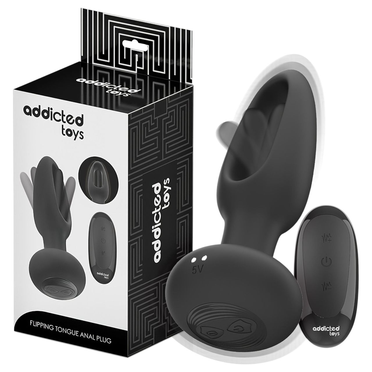 Addicted Toys - mozgó nyelves análvibrátor (fekete)