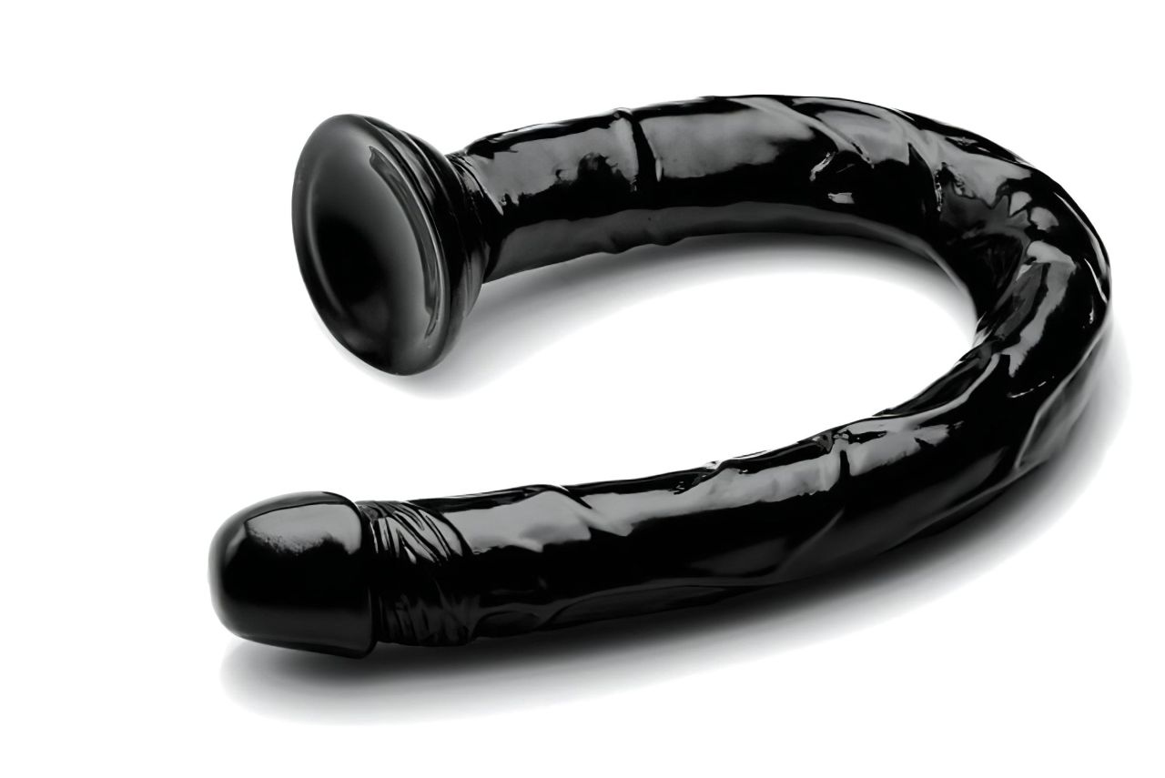 Hosed Anal Snake 19 - tapadókorongos anál dildó (fekete)