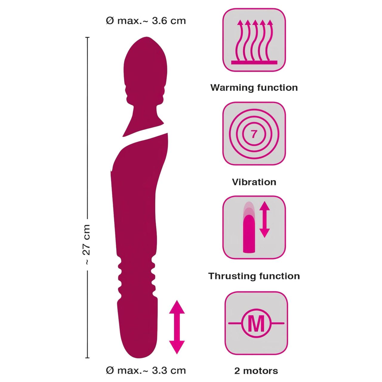 Javida Thrusting - 3in1 masszírozó vibrátor (piros)