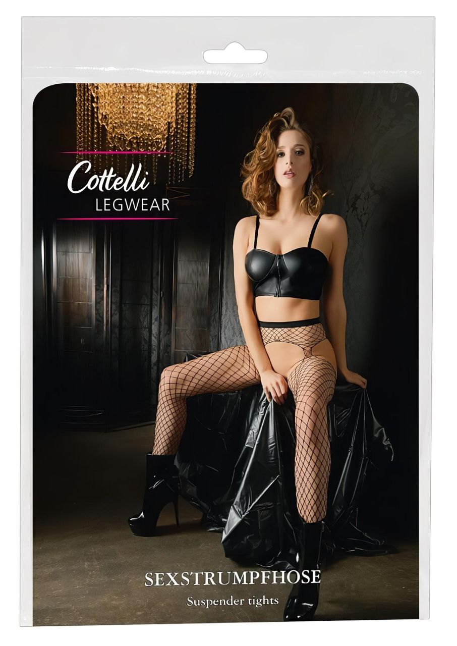 Cottelli - nyitott, nagyszemű necc harisnya (fekete, S-L)