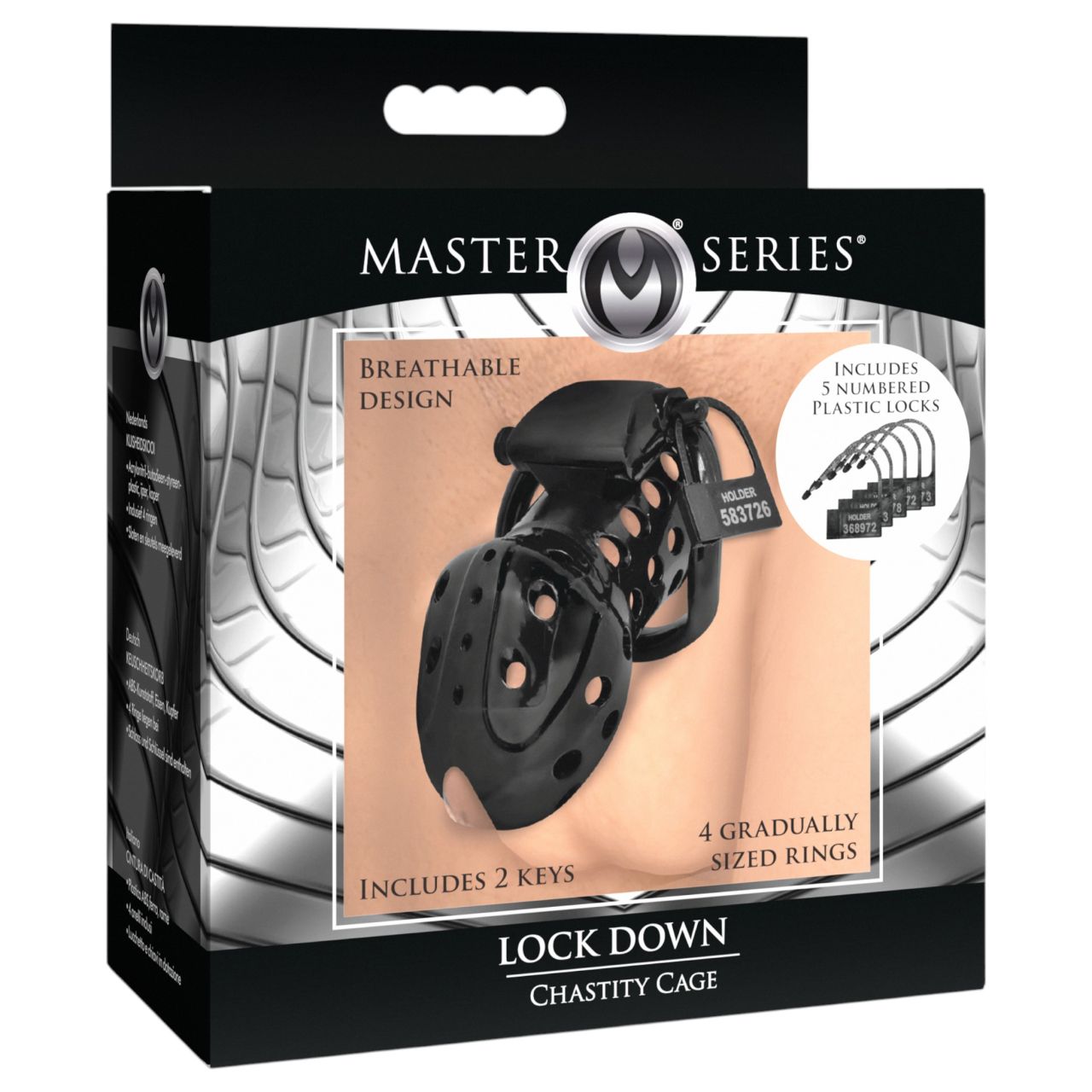 Master Series Lock Down - szellőző péniszketrec (fekete)