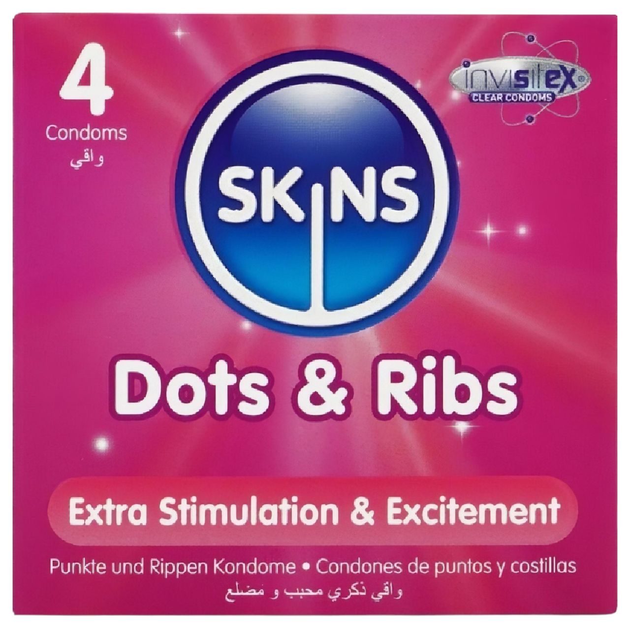 Skins - bordázott és pontozott óvszer (4 db)