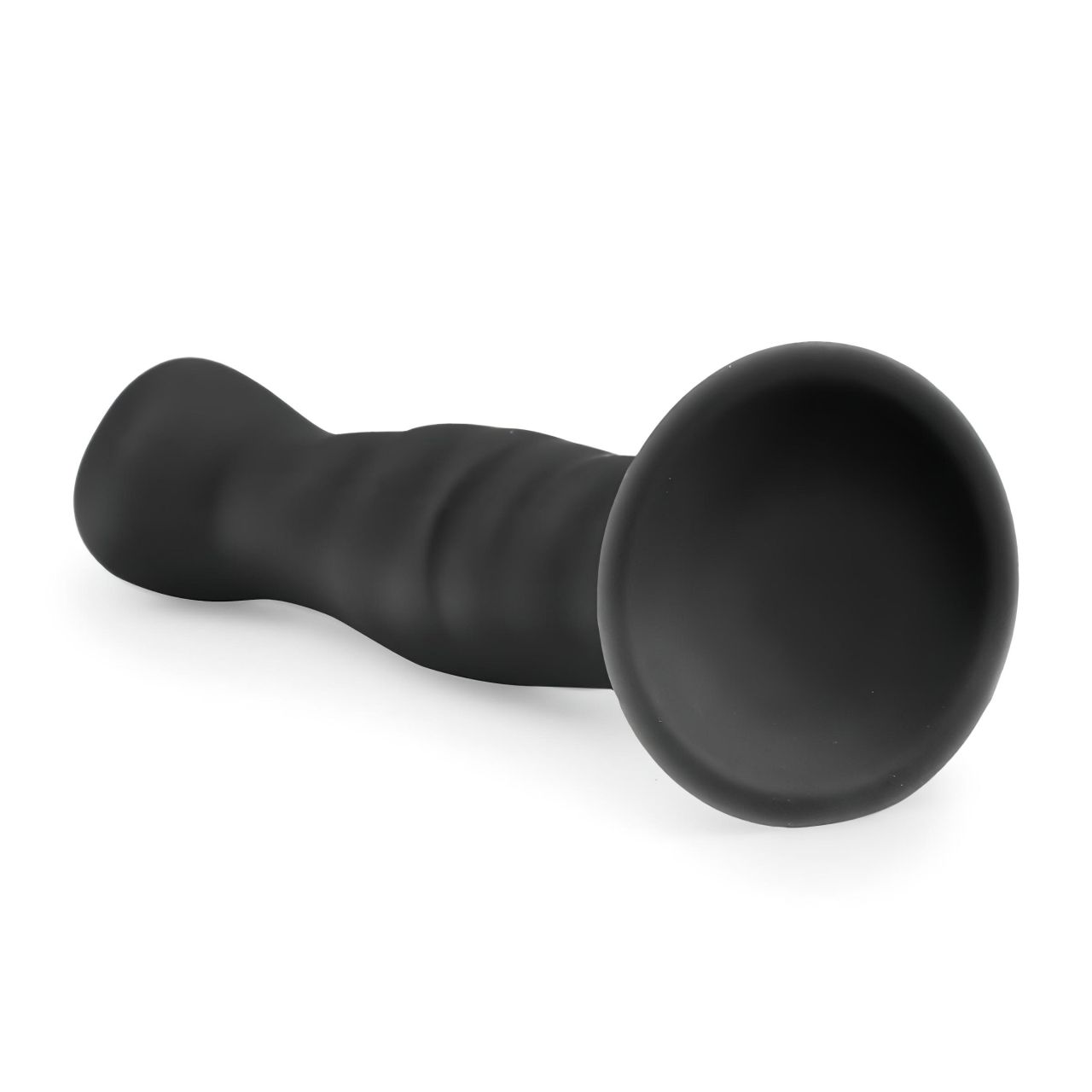 EasyToys Ribbed - tapadókorongos anál dildó (14 cm, fekete)