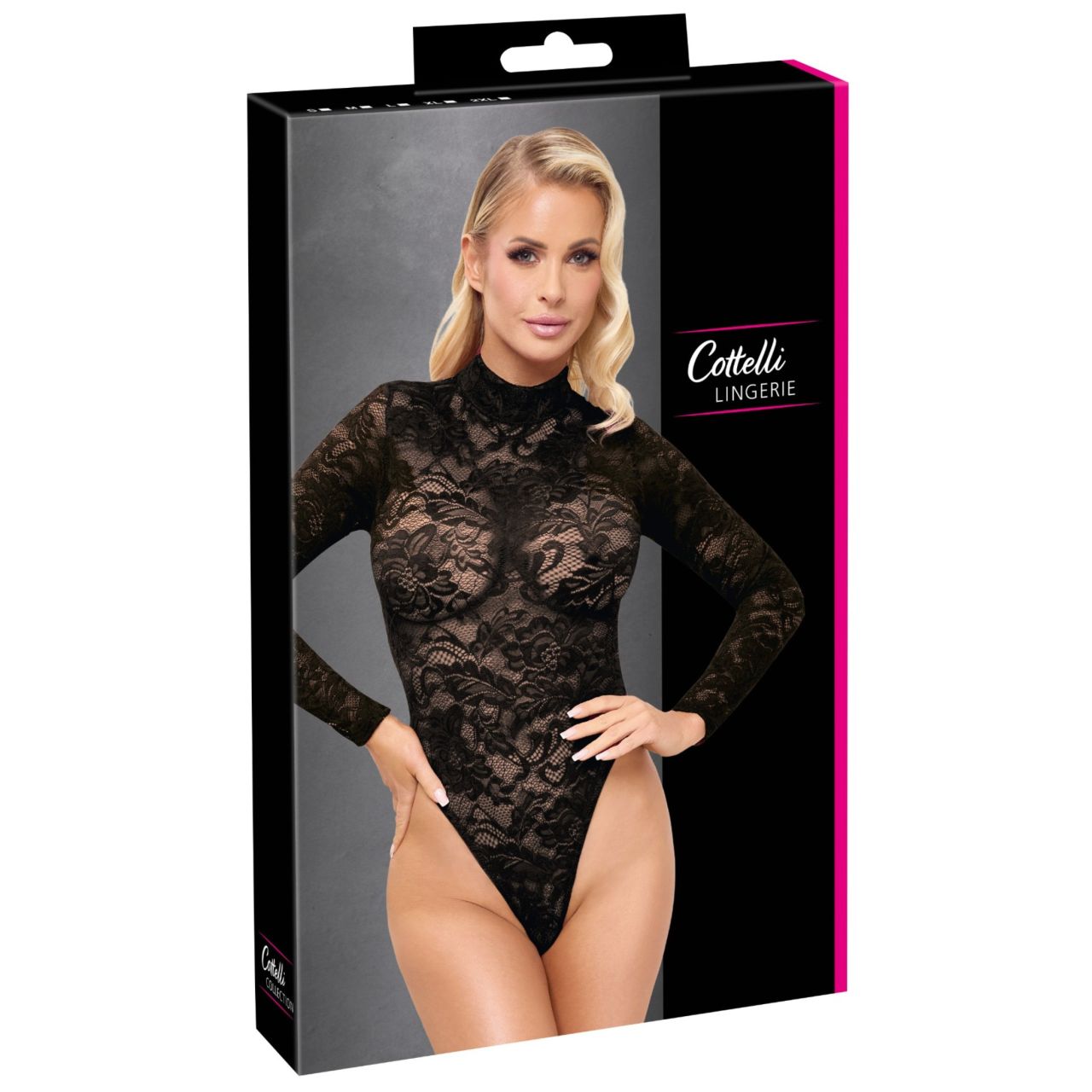 Cottelli - hosszú ujjú csipke body (fekete) - S Cottelli - hosszú ujjú csipke body (fekete) - S