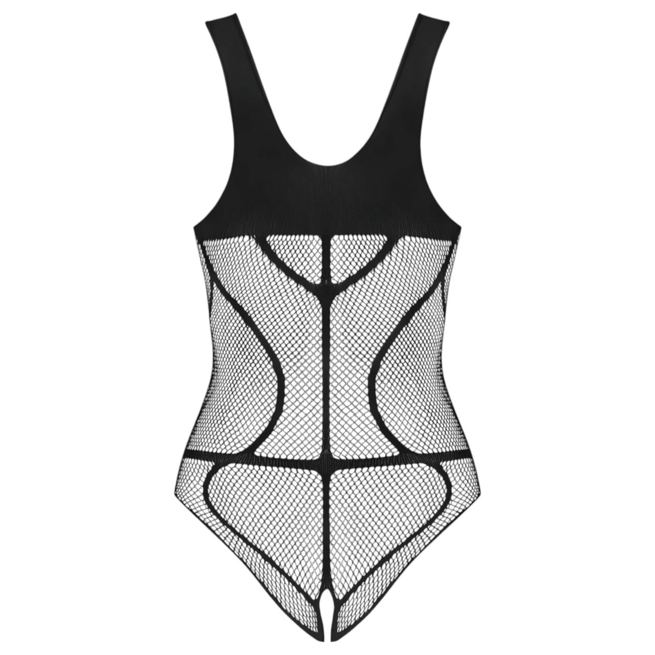 Obsessive B336 - átlátszó, nyitott fekete necc body (S-L)