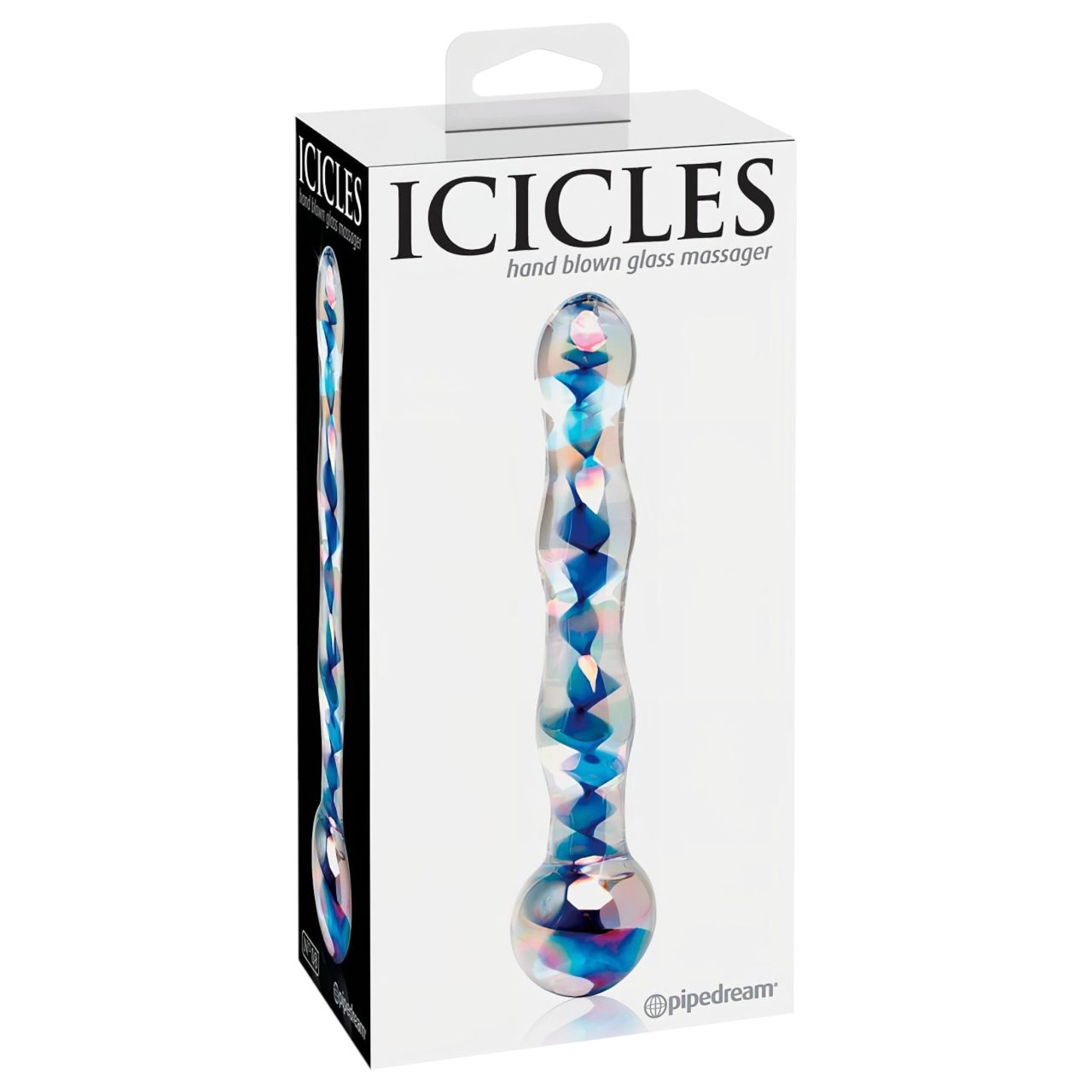 Icicles No. 08 - hullámos, kétvégű, üveg dildó (átlátszó-kék) Icicles No. 08 - hullámos, kétvégű, üveg dildó (átlátszó-kék)